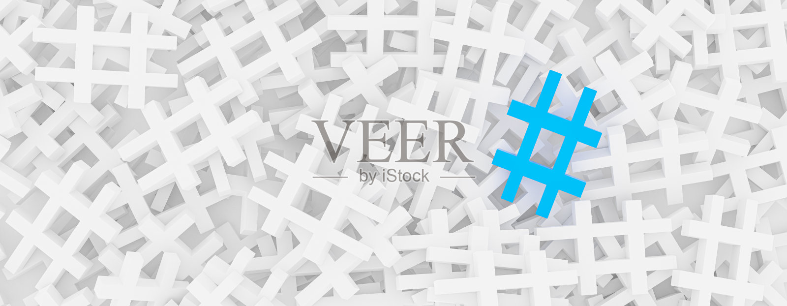 标签的概念。蓝色标签在一堆白色的横幅背景照片摄影图片