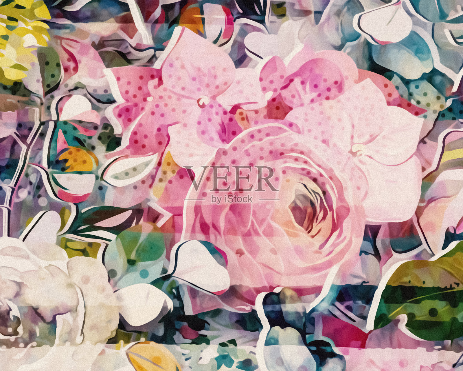 复古的花插画图片素材