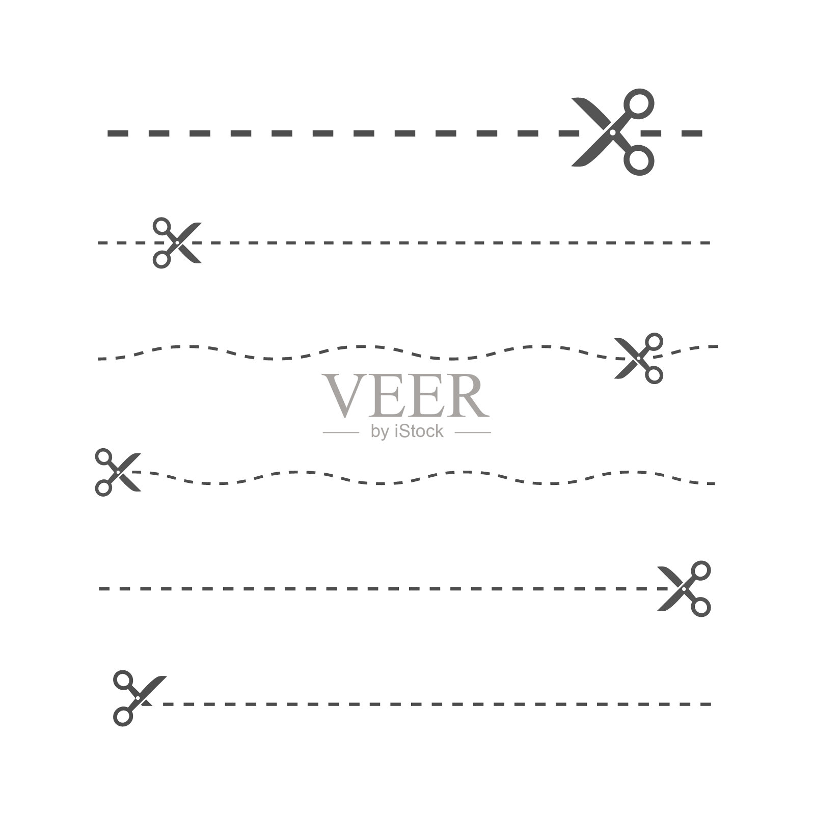 虚线剪子插画图片素材