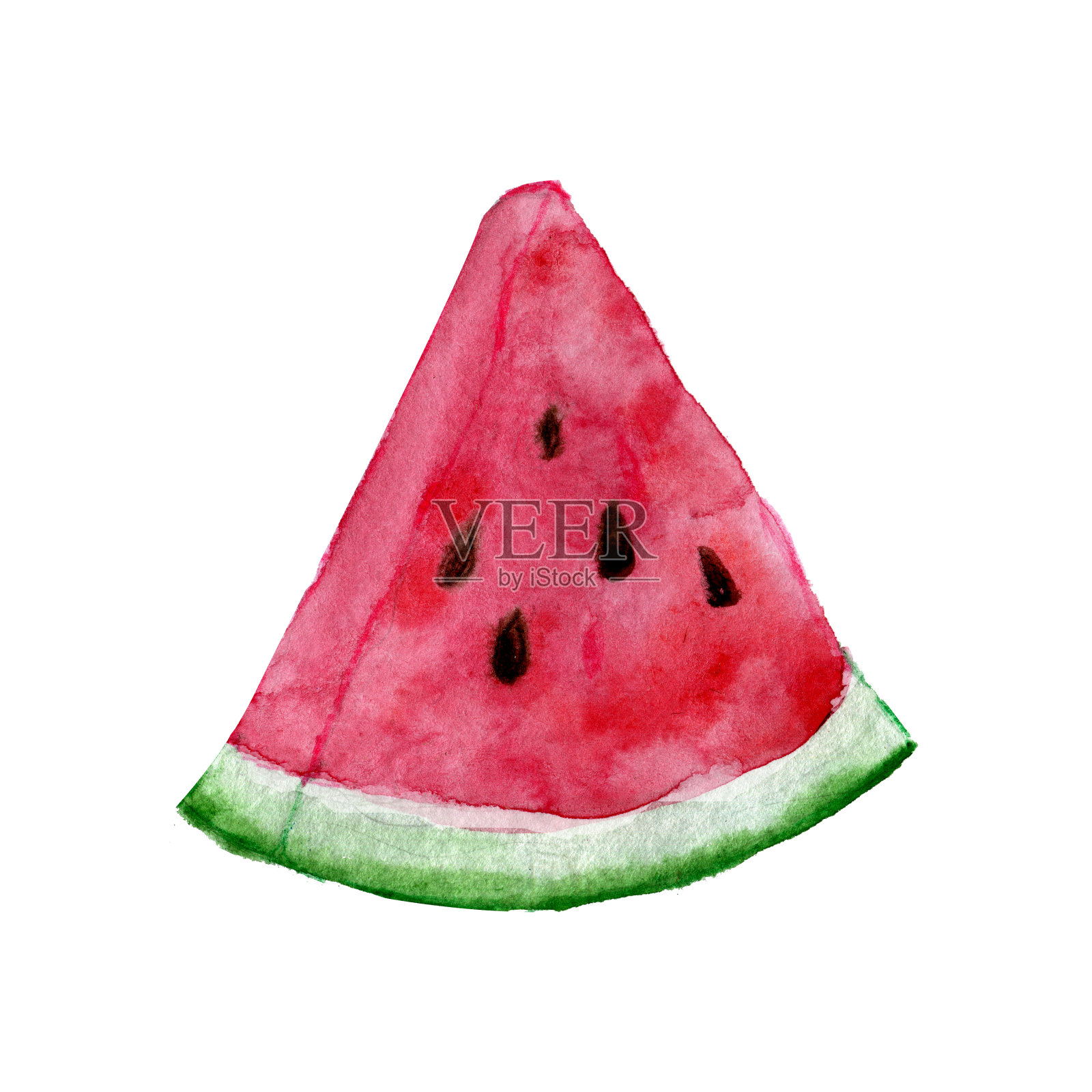 西瓜三角形切片绘制水彩剪辑艺术插画图片素材