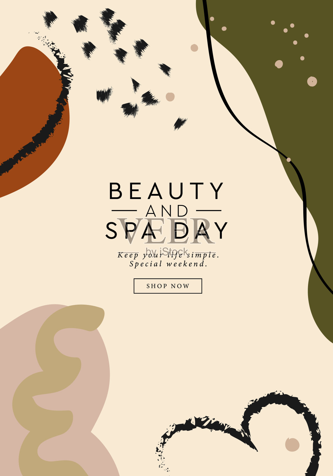 美容Spa日横幅。抽象当代现代时尚横幅模板。可用于网页设计,页眉,登陆页,明信片或小册子封面设计。矢量图设计模板素材