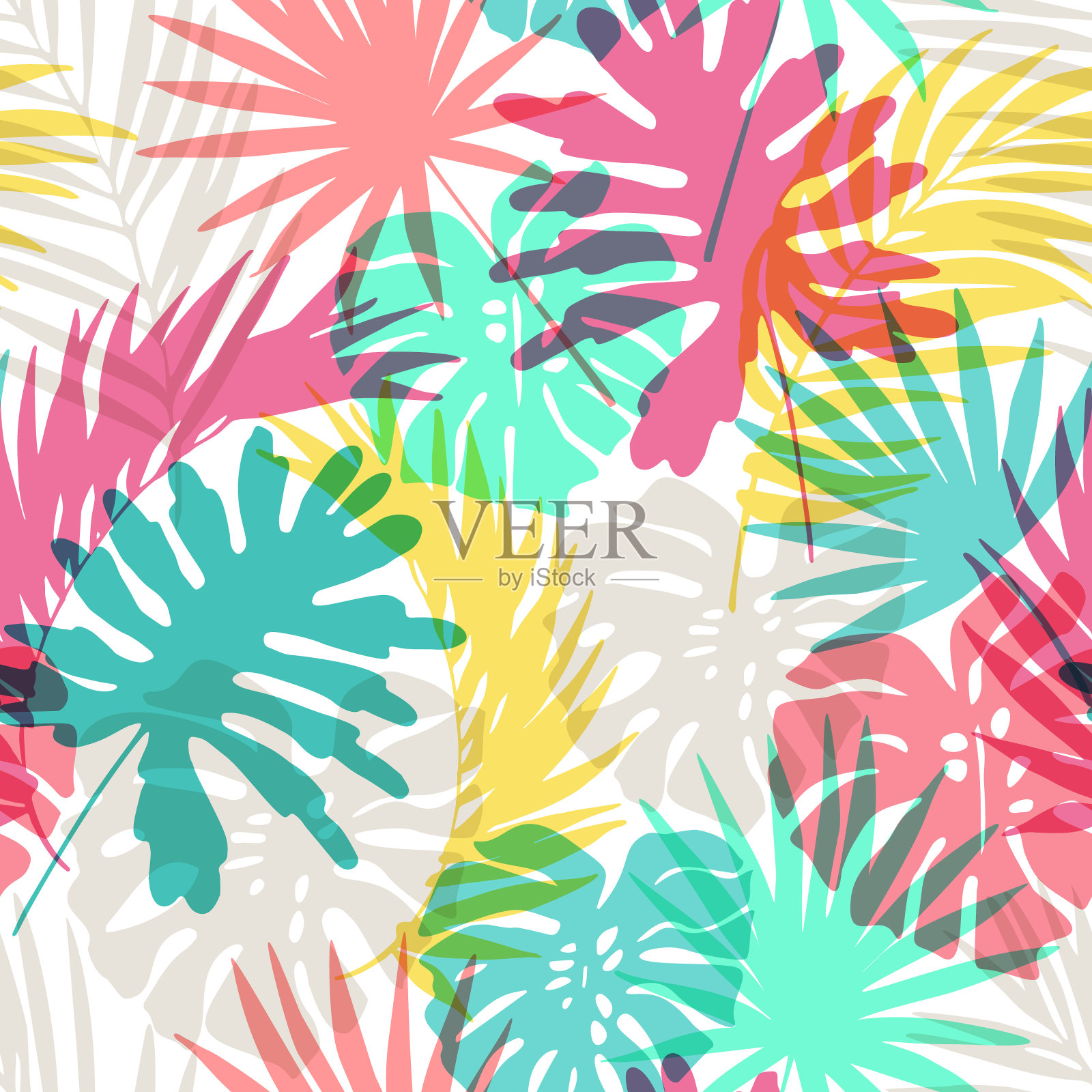 矢量艺术插图在梯度颜色。手绘热带设计插画图片素材