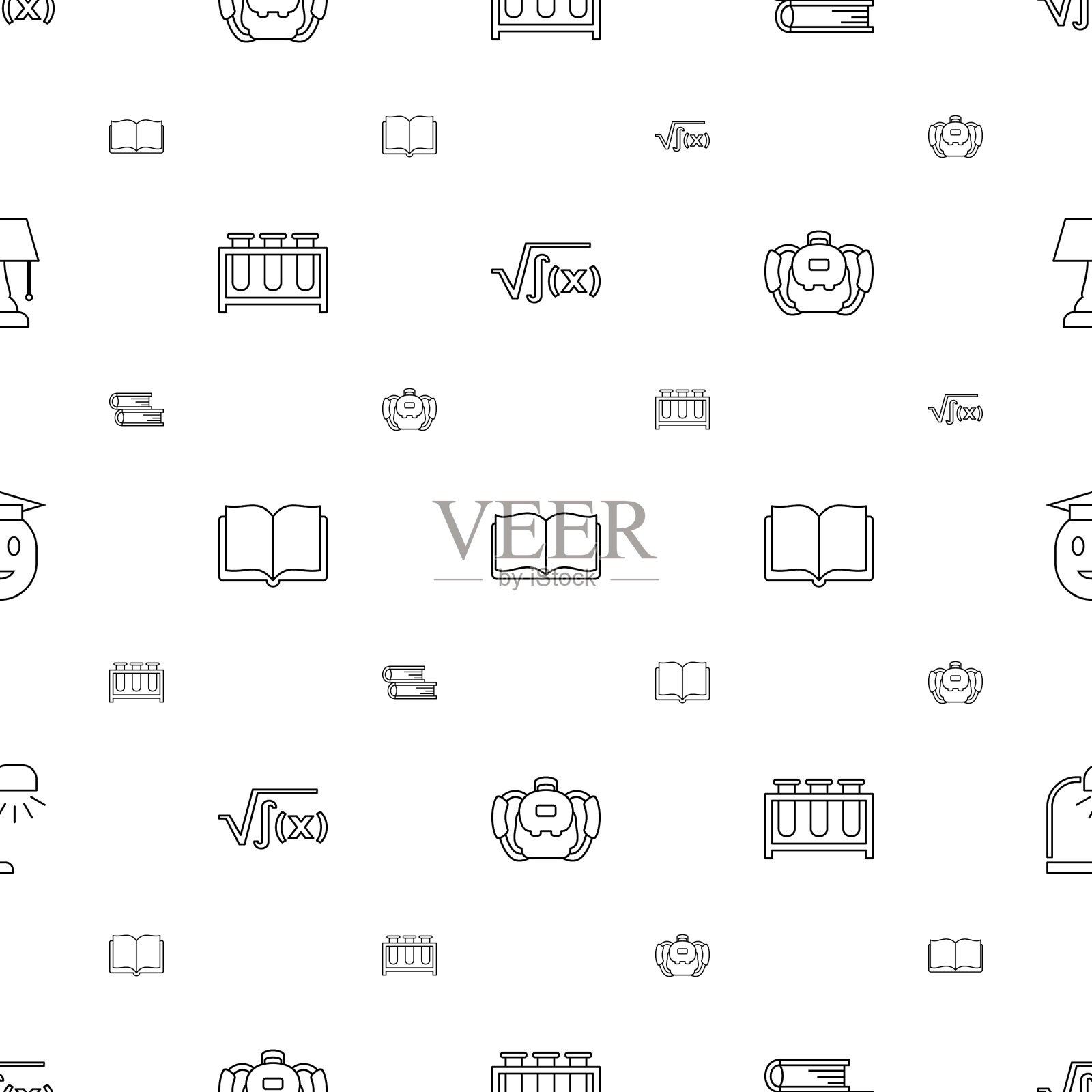 研究图标图案无缝白色背景图标素材