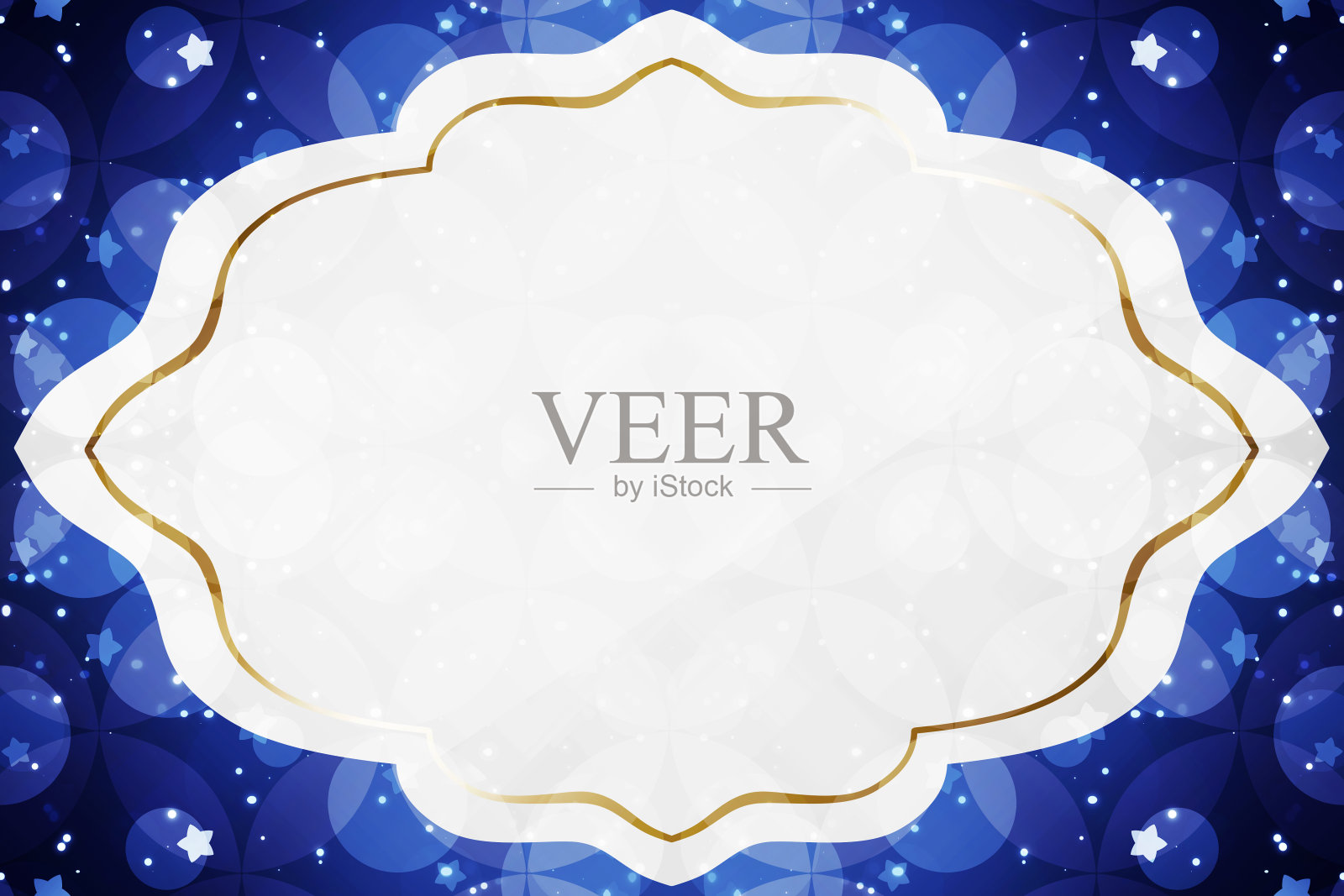 闪闪发光的蓝色框插画图片素材