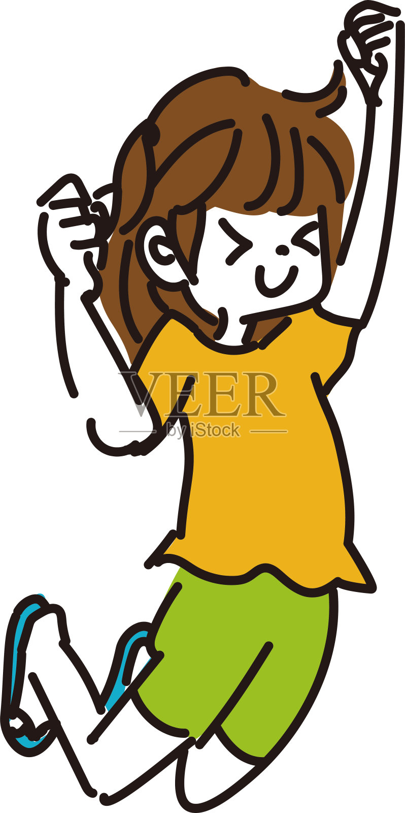 一个女孩大力跳跃的插图设计元素图片