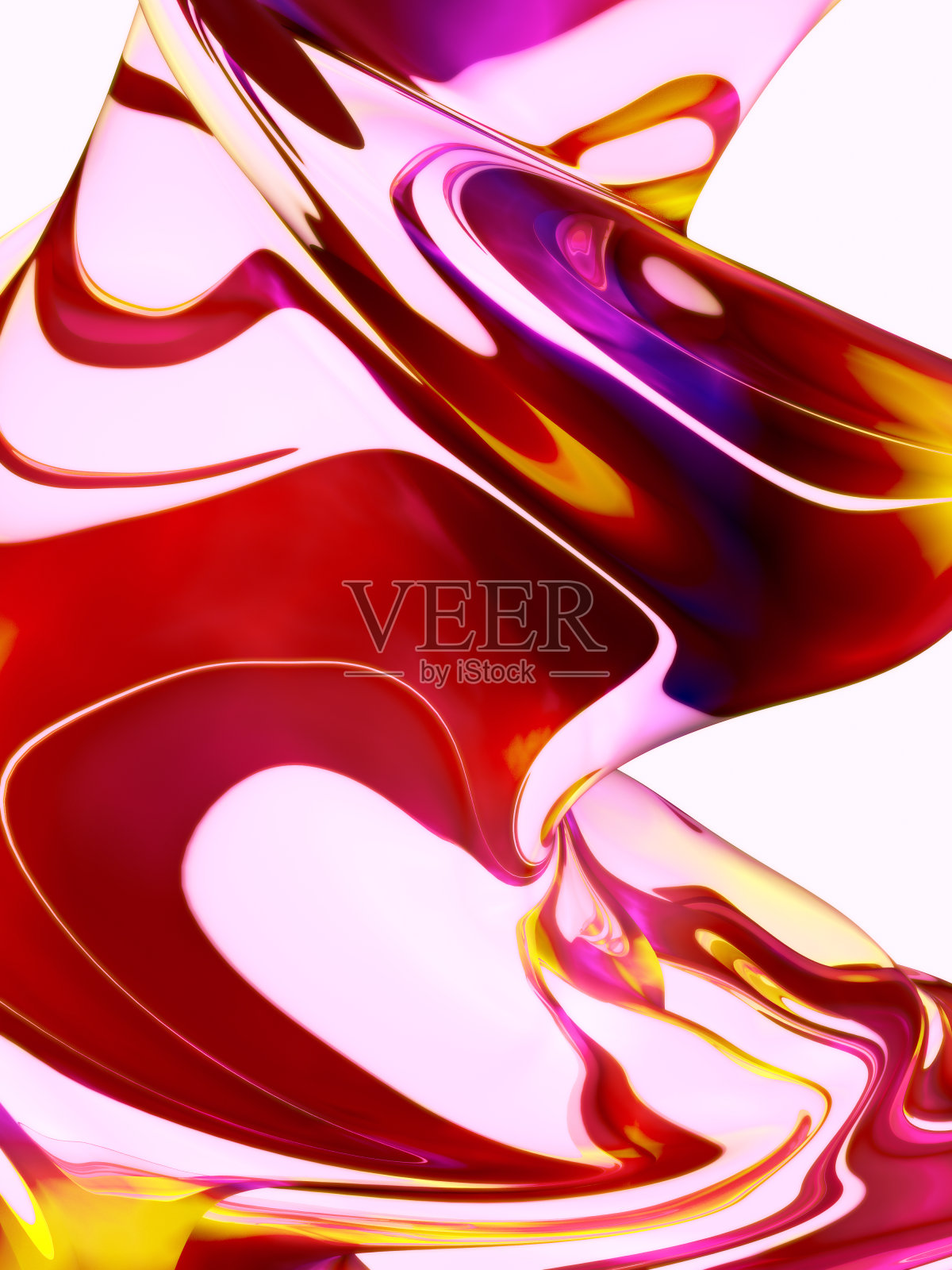 美丽的液体抽象背景与红色,黄色和紫色的颜色混合。3D渲染,3D渲染。照片摄影图片