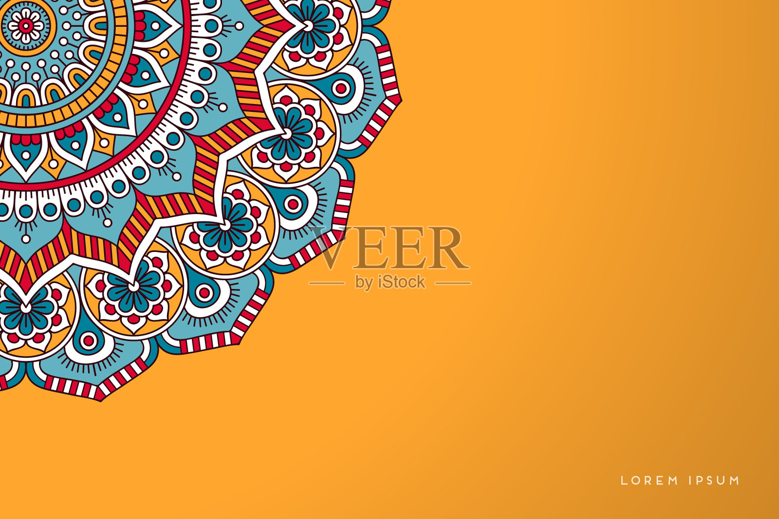 金色背景与曼荼罗邀请插画图片素材