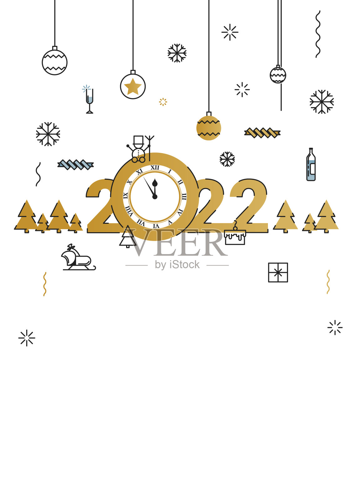 商业新年快乐2022贺卡。2022虎年。矢量插图贺卡,网站横幅,社会媒体横幅,营销材料。插画图片素材