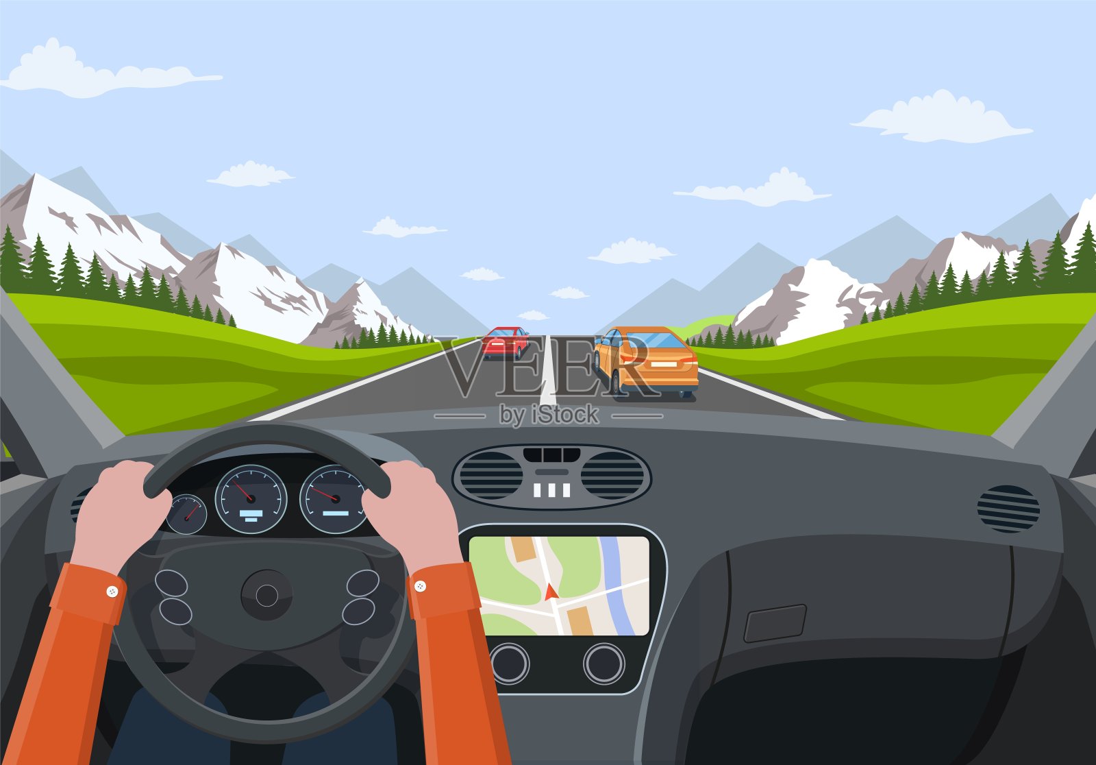 车辆沙龙,车内司机插画图片素材