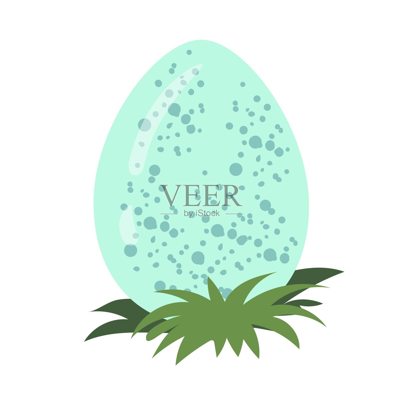 草地上的恐龙蛋。小恐龙的生日。聪明孩子的打印。矢量插图上的白色背景设计元素图片