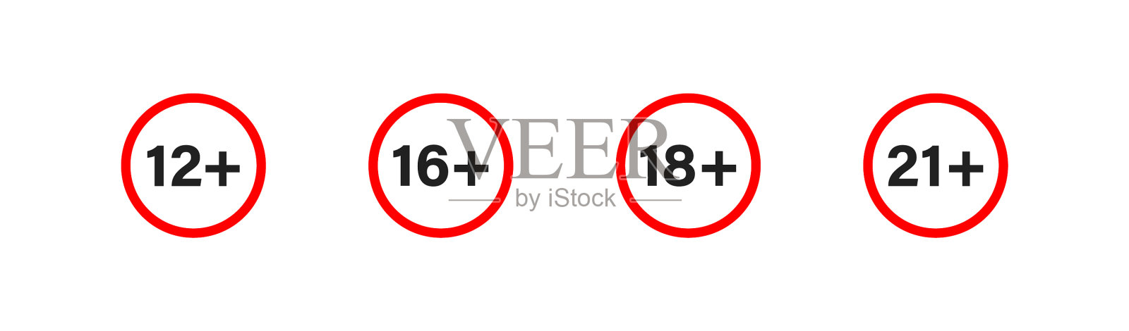 年龄评级集图标隔离年龄限制图标素材