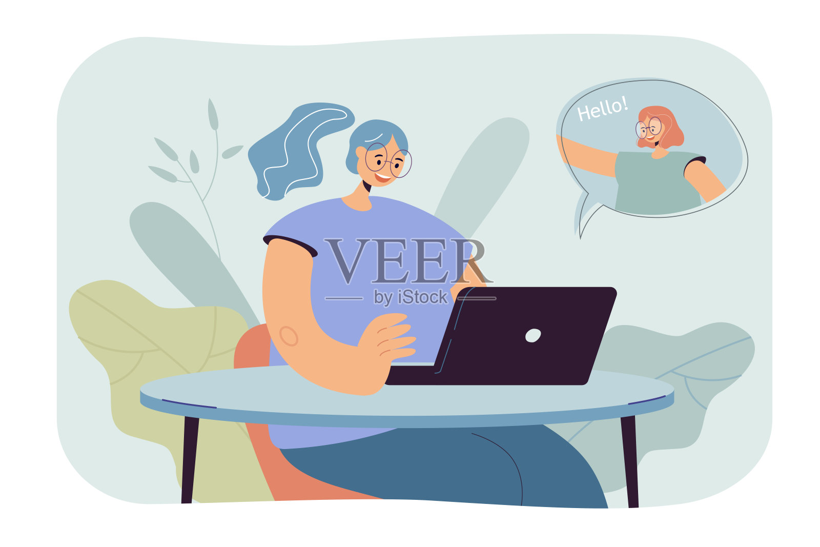 女人在线交流矢量插图插画图片素材