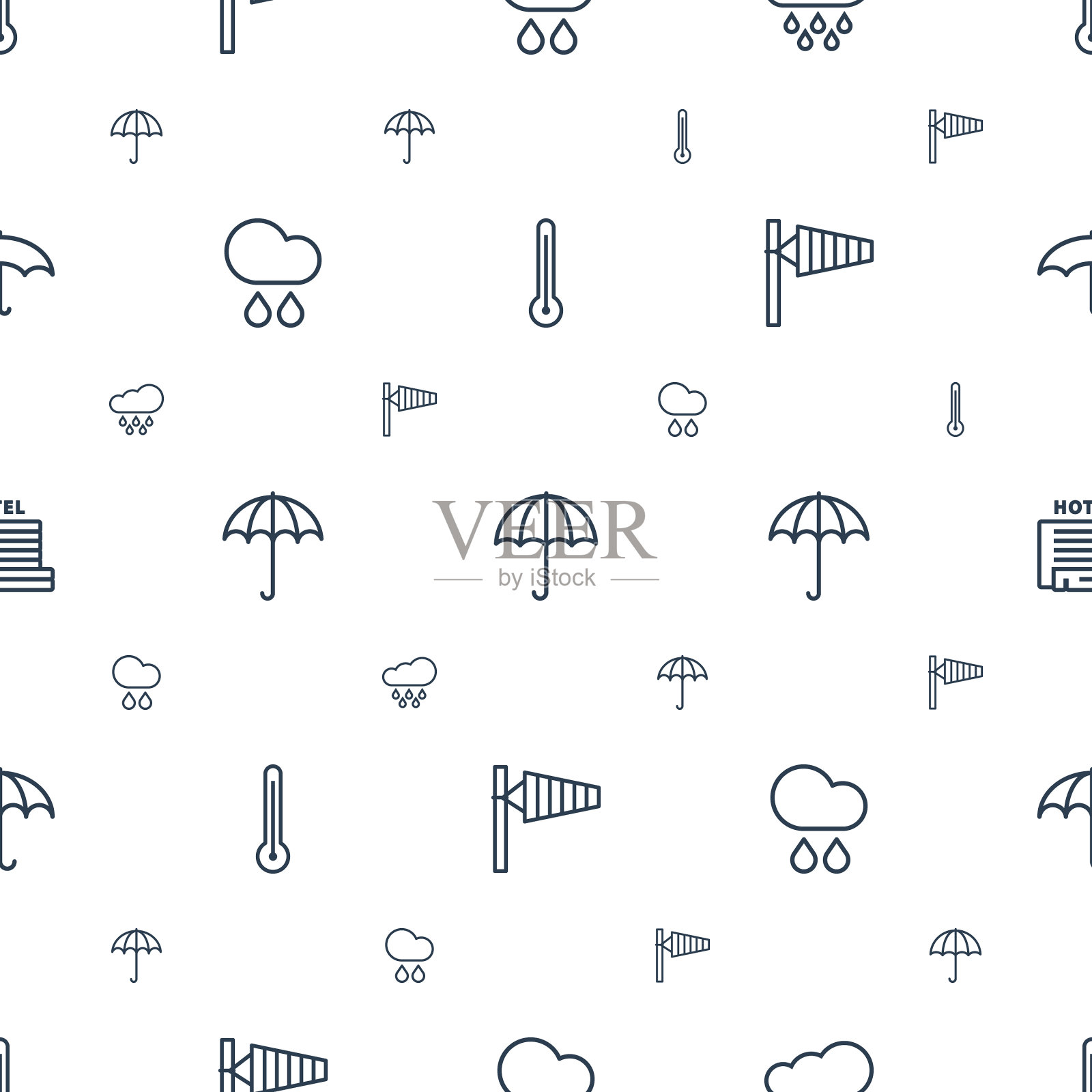 气象学图标图案无缝白色插画图片素材