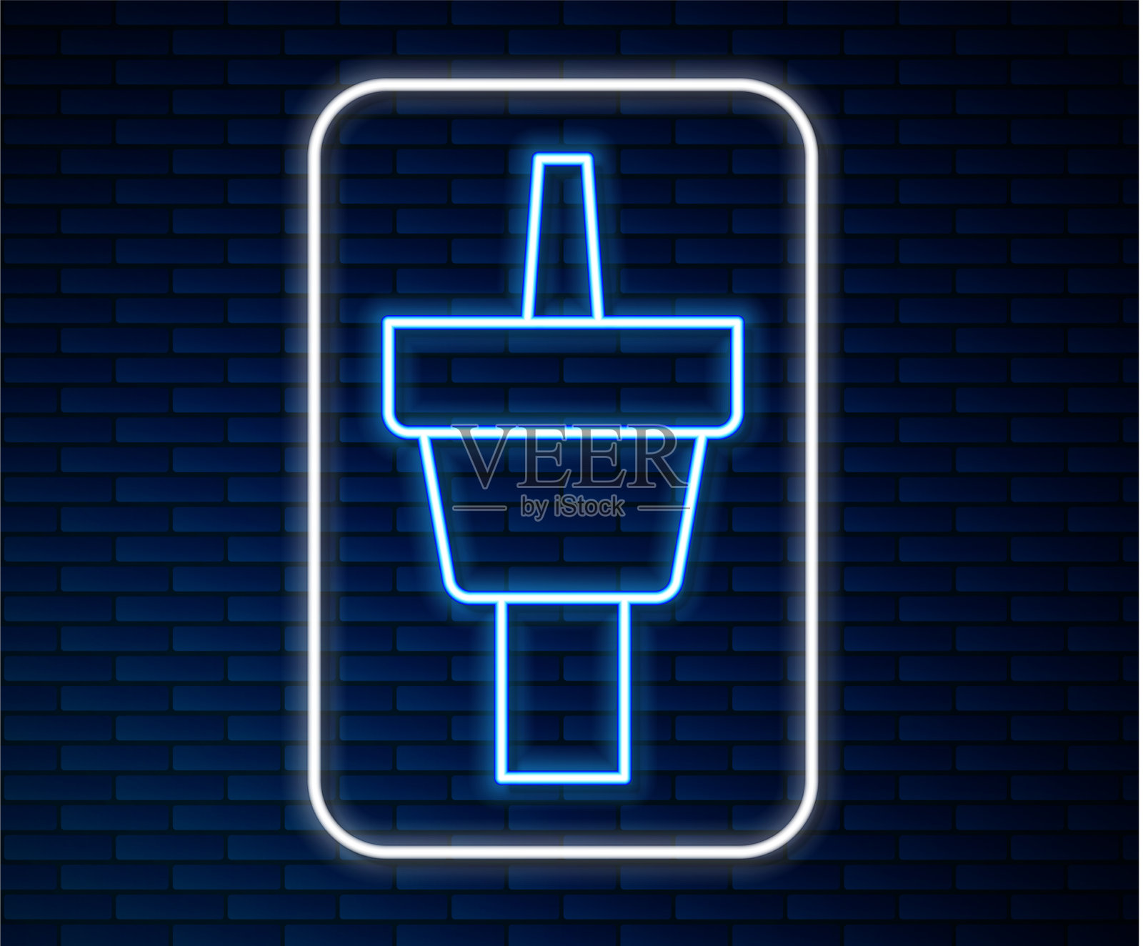 发光的霓虹灯线高尔夫球tee图标孤立在砖上图标素材