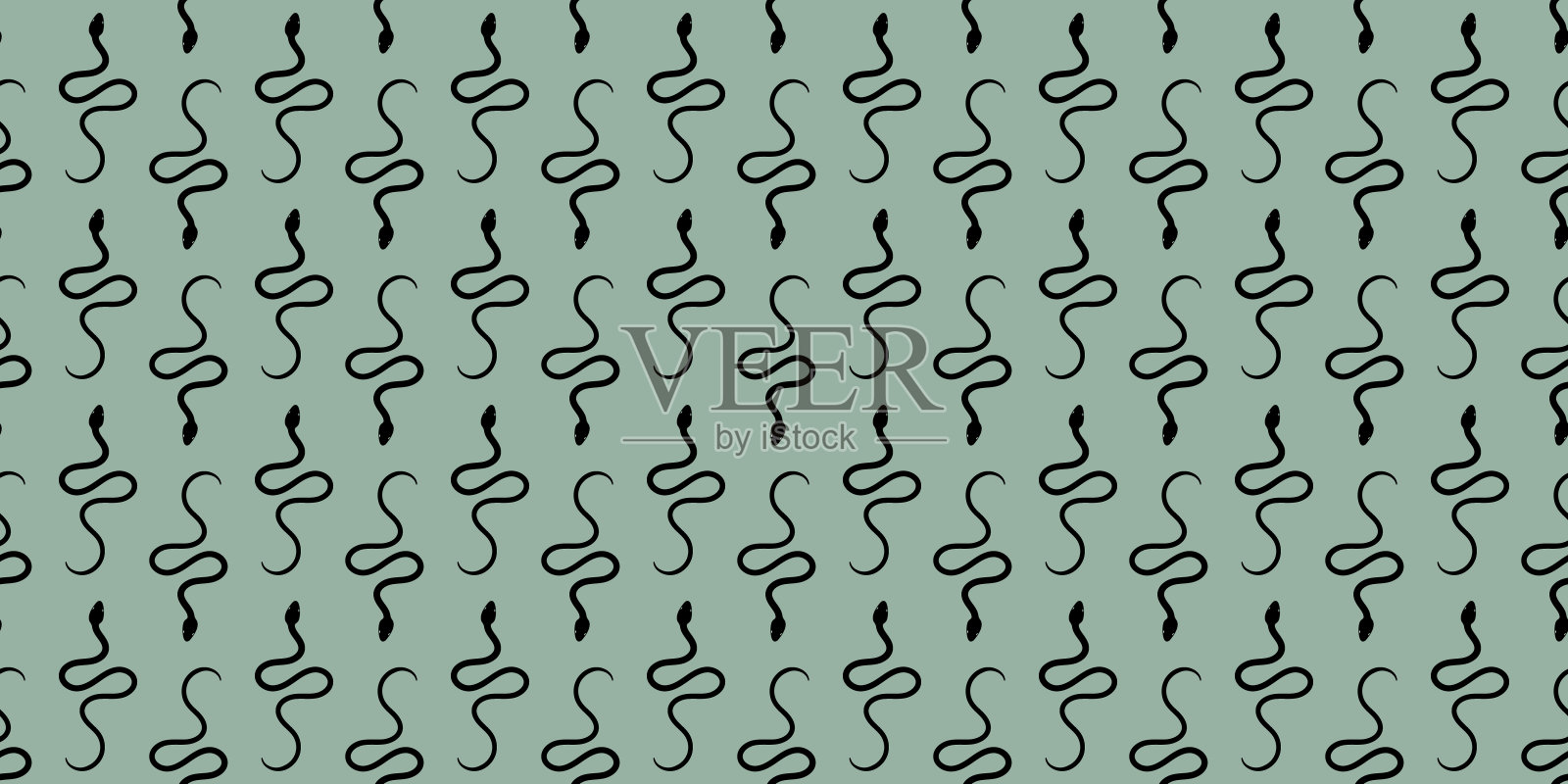 绿色和黑色蛇无缝重复图案背景插画图片素材