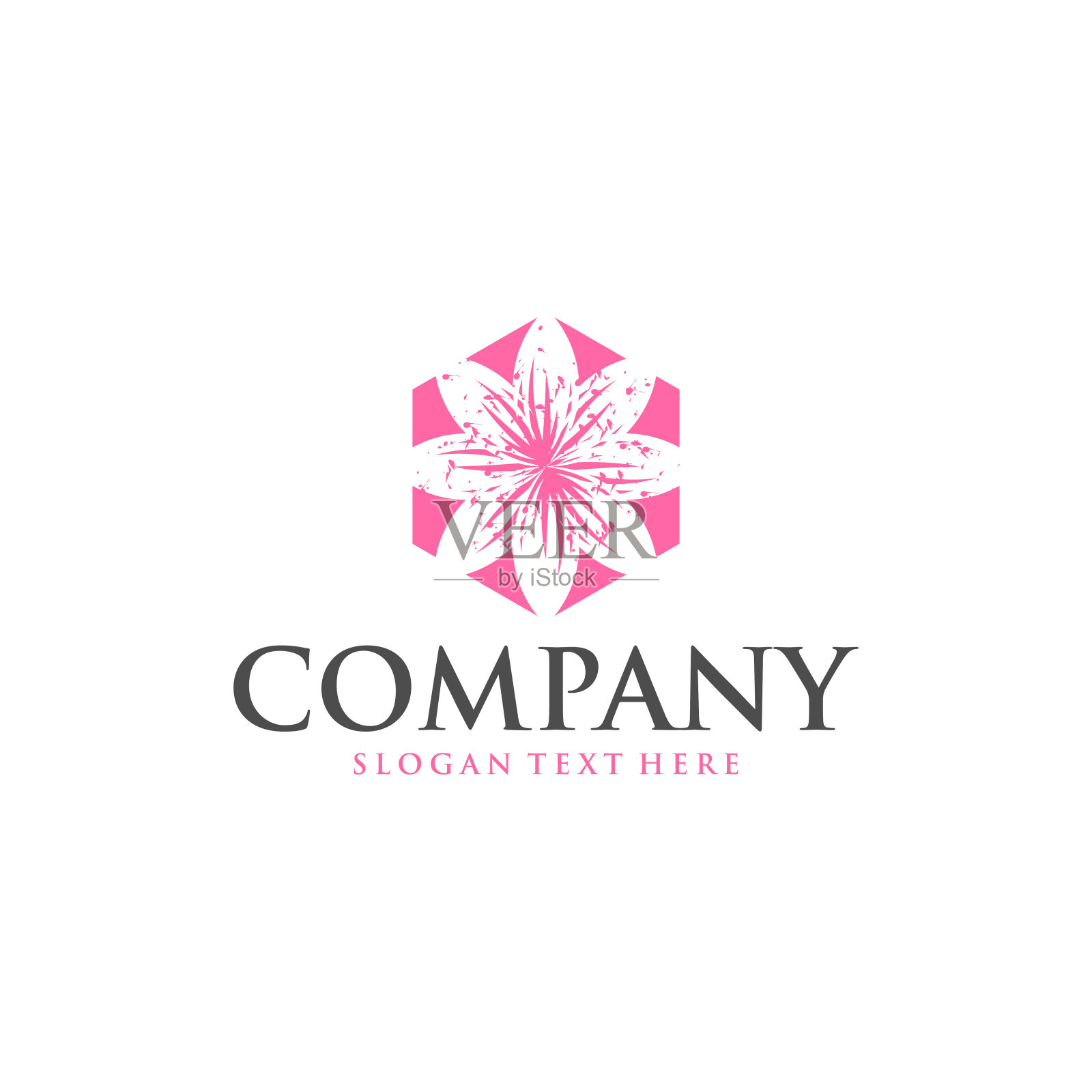 花六边形粉红色标志设计插画图片素材