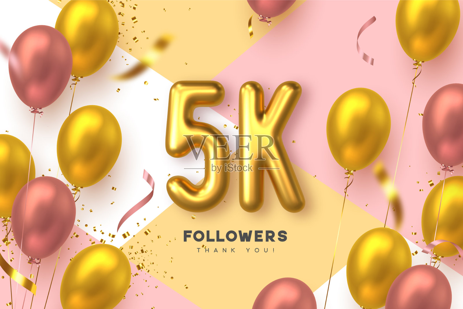 五千追随者旗帜插画图片素材