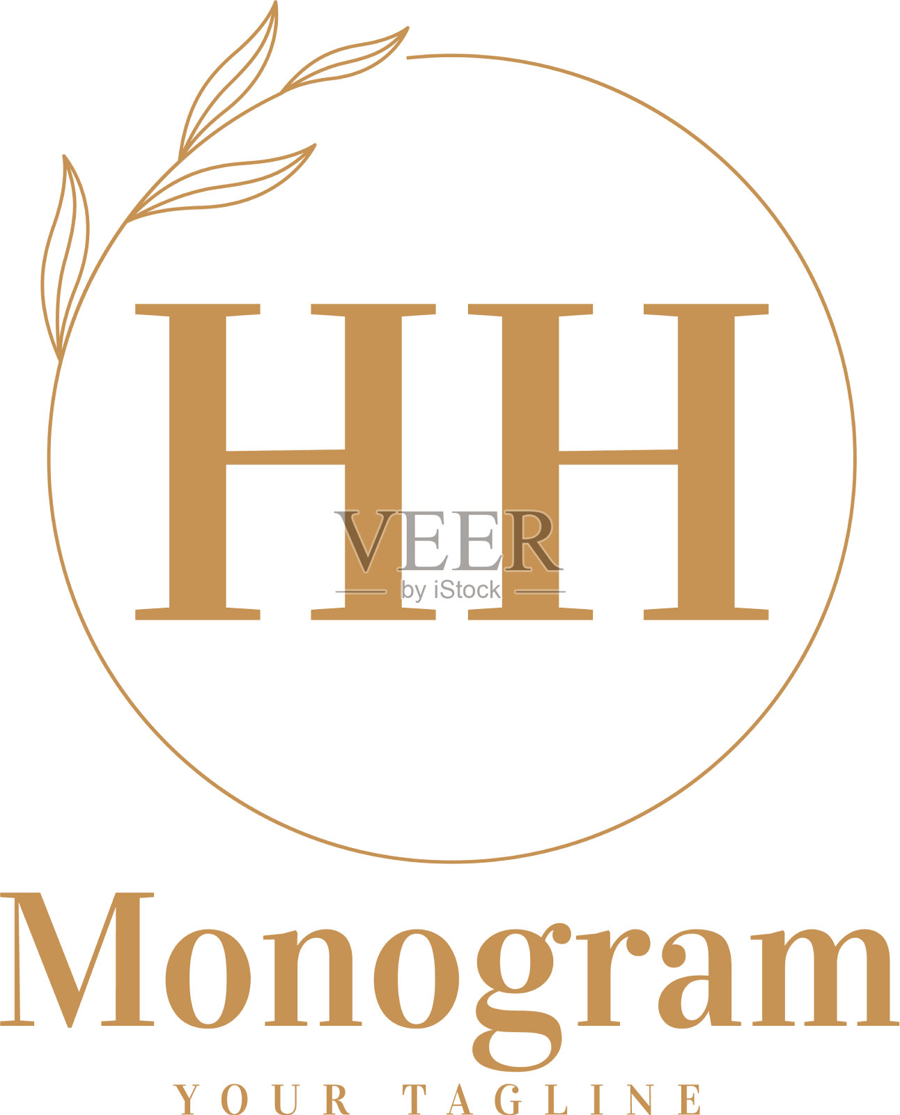 Hh初始化一个具有女性风格的标志设计插画图片素材