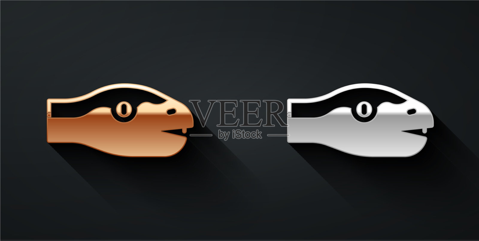 金色和银色的蛇图标孤立在黑色图标素材