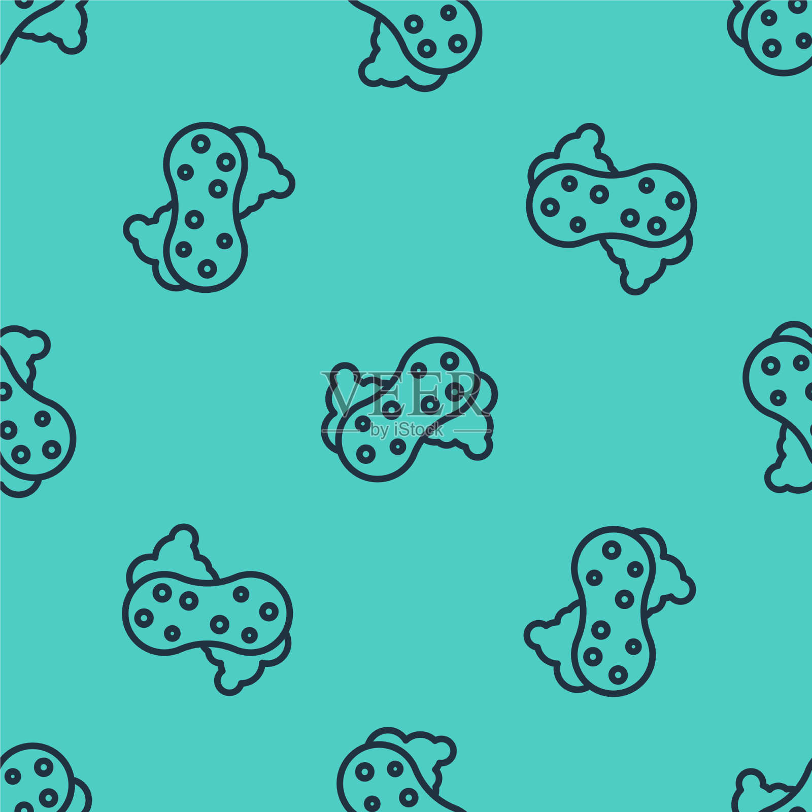 黑线海绵与气泡图标隔离插画图片素材