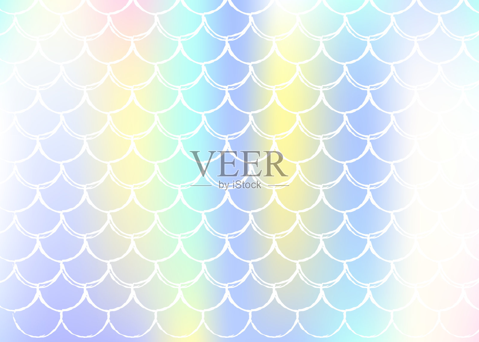 全息美人鱼背景与梯度规模。插画图片素材