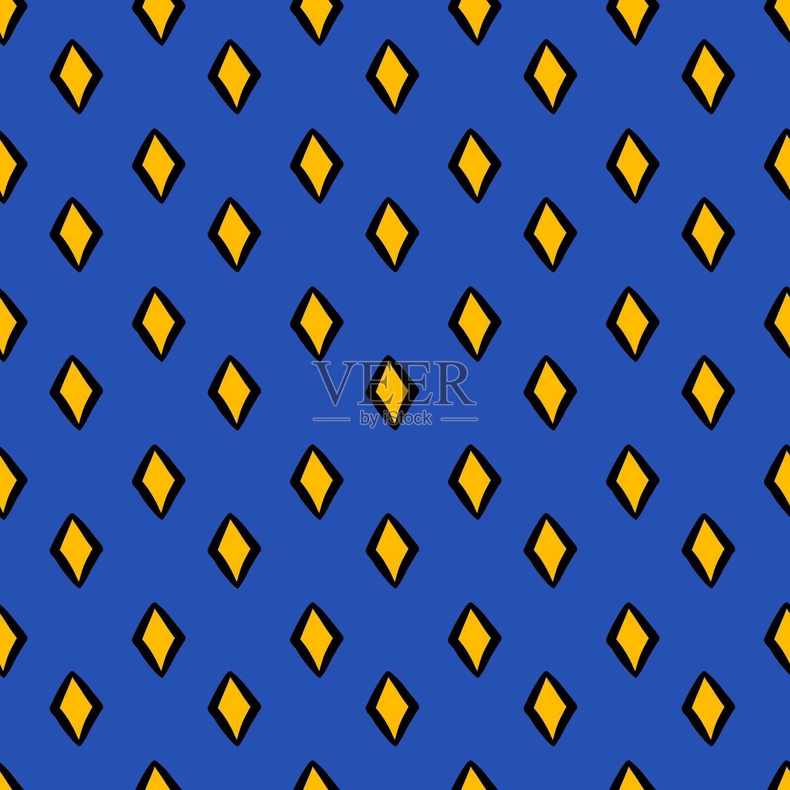 无缝图案背景的黄色和蓝色插画图片素材