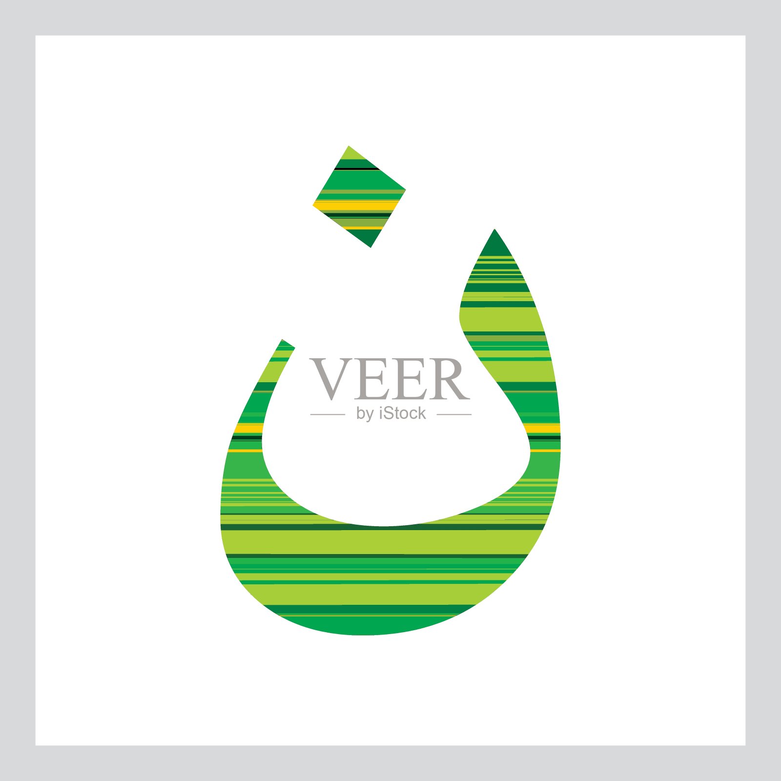 时尚绿色条纹阿拉伯字母排版字体矢量设计插画图片素材