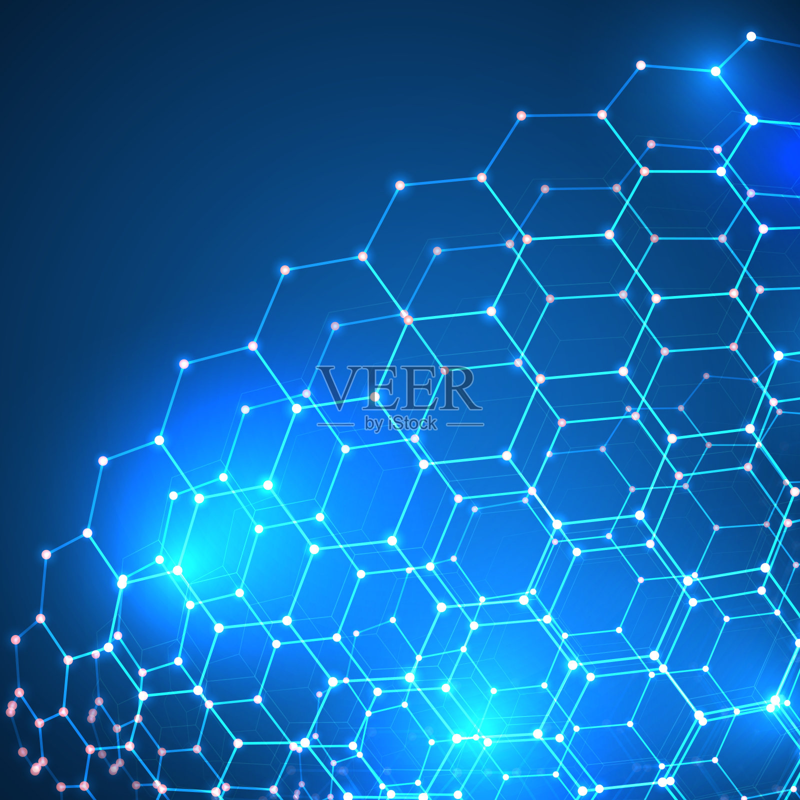 向量3d对象从一个带有点的六边形网格。时尚的设计插画图片素材