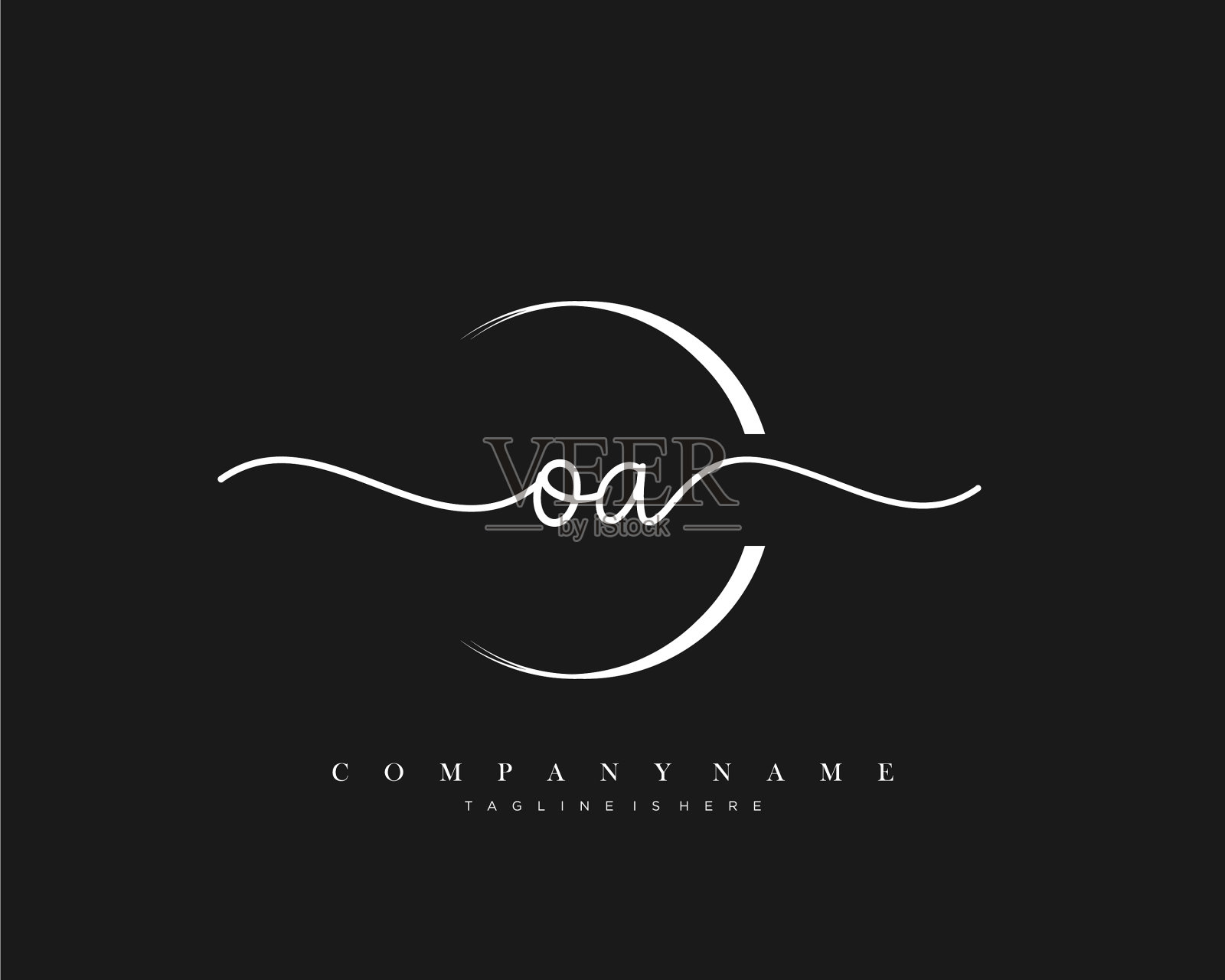 Oa首字母手写logo手绘插画图片素材