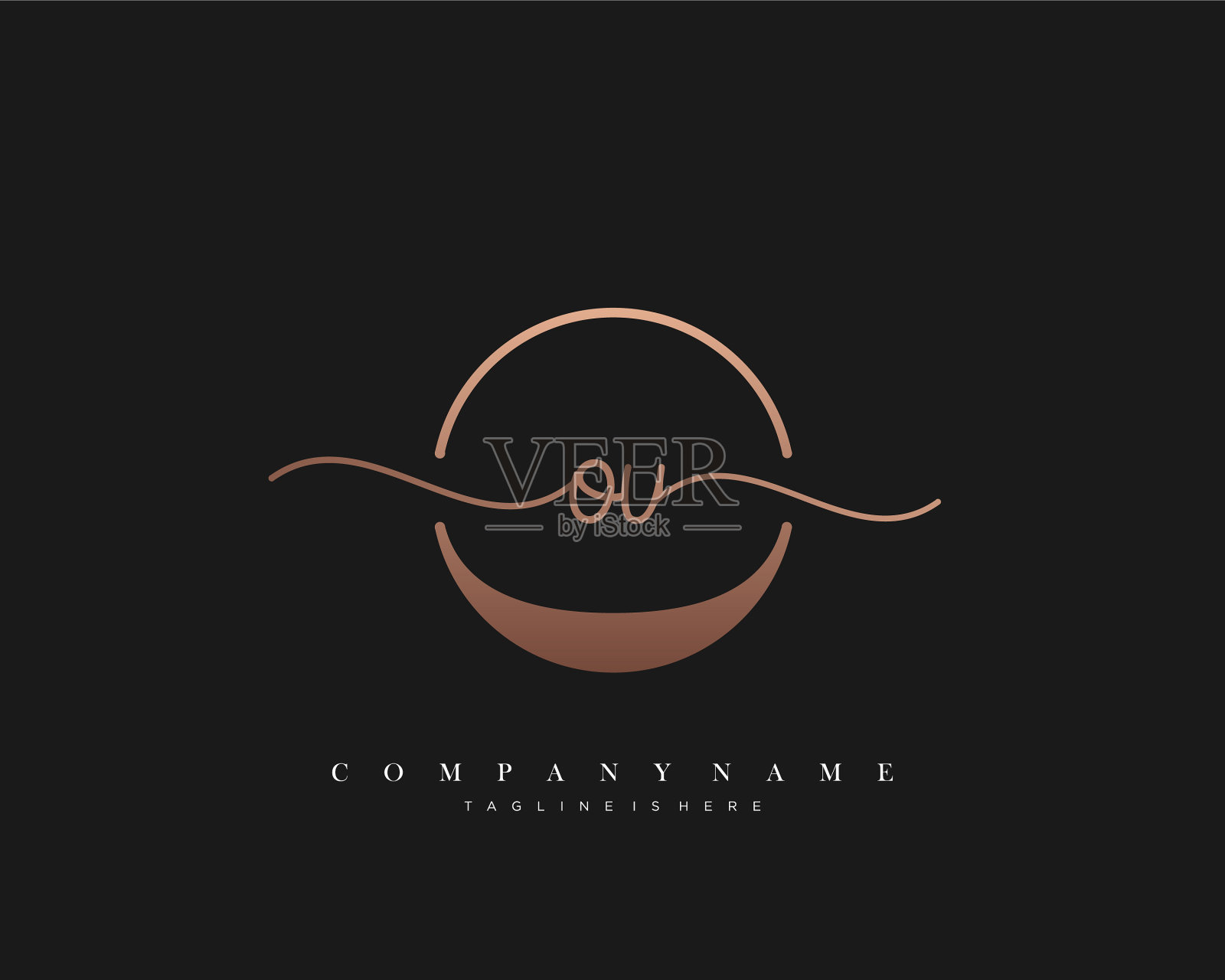 Ou首字母手写logo手绘插画图片素材