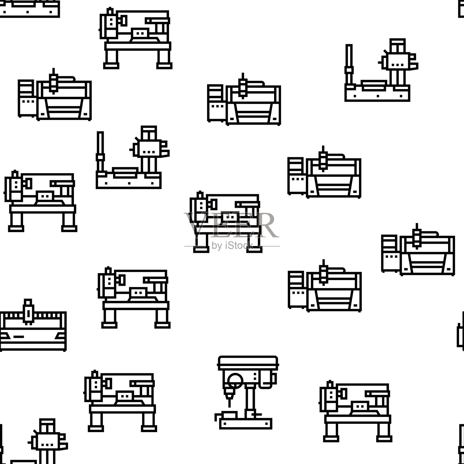 金属加工机无缝花纹插画图片素材