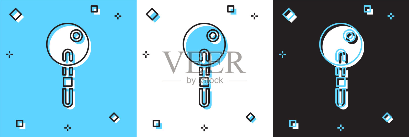 在蓝色和白色设置孤立的棒棒糖图标插画图片素材