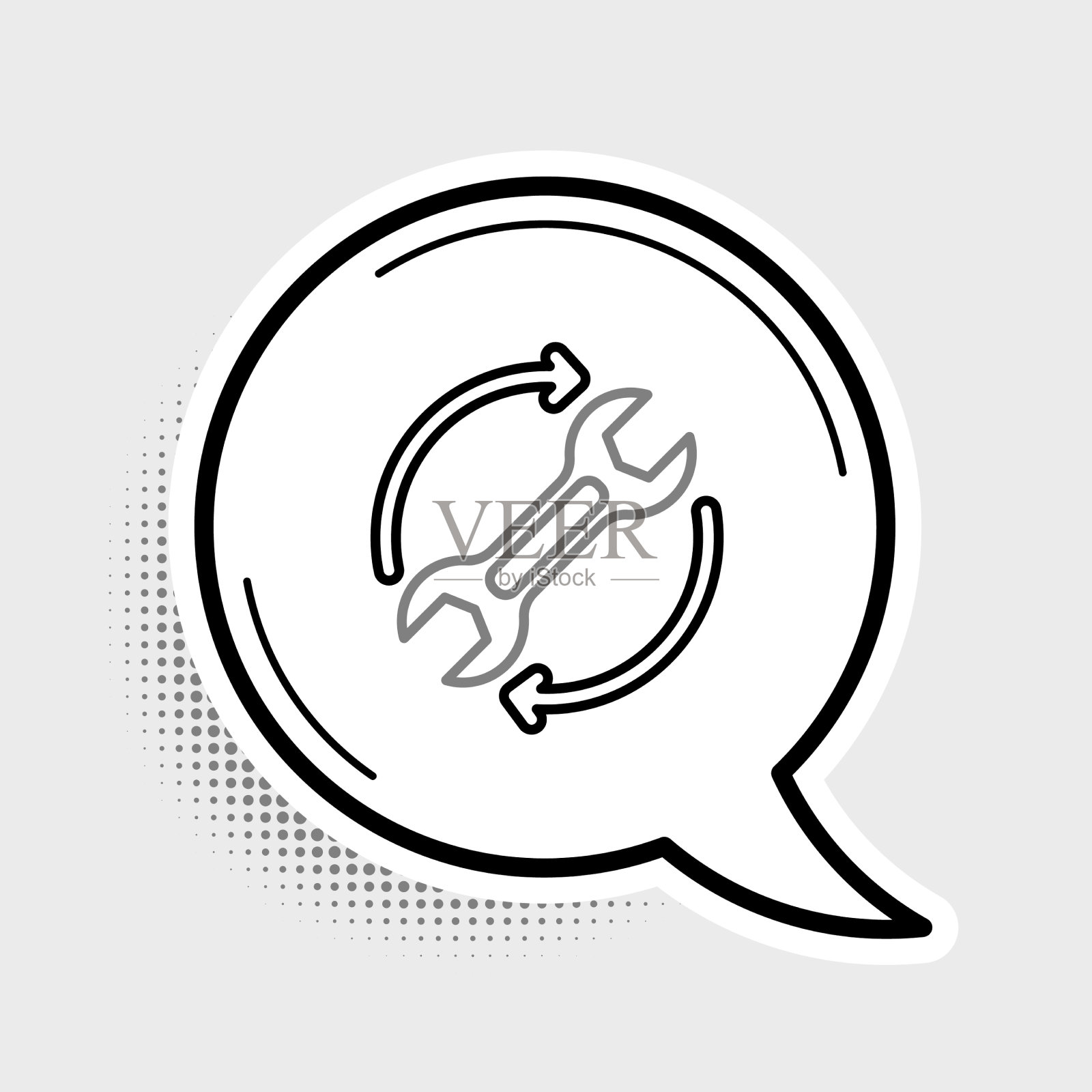 线扳手和箭头作为工作流图标图标素材