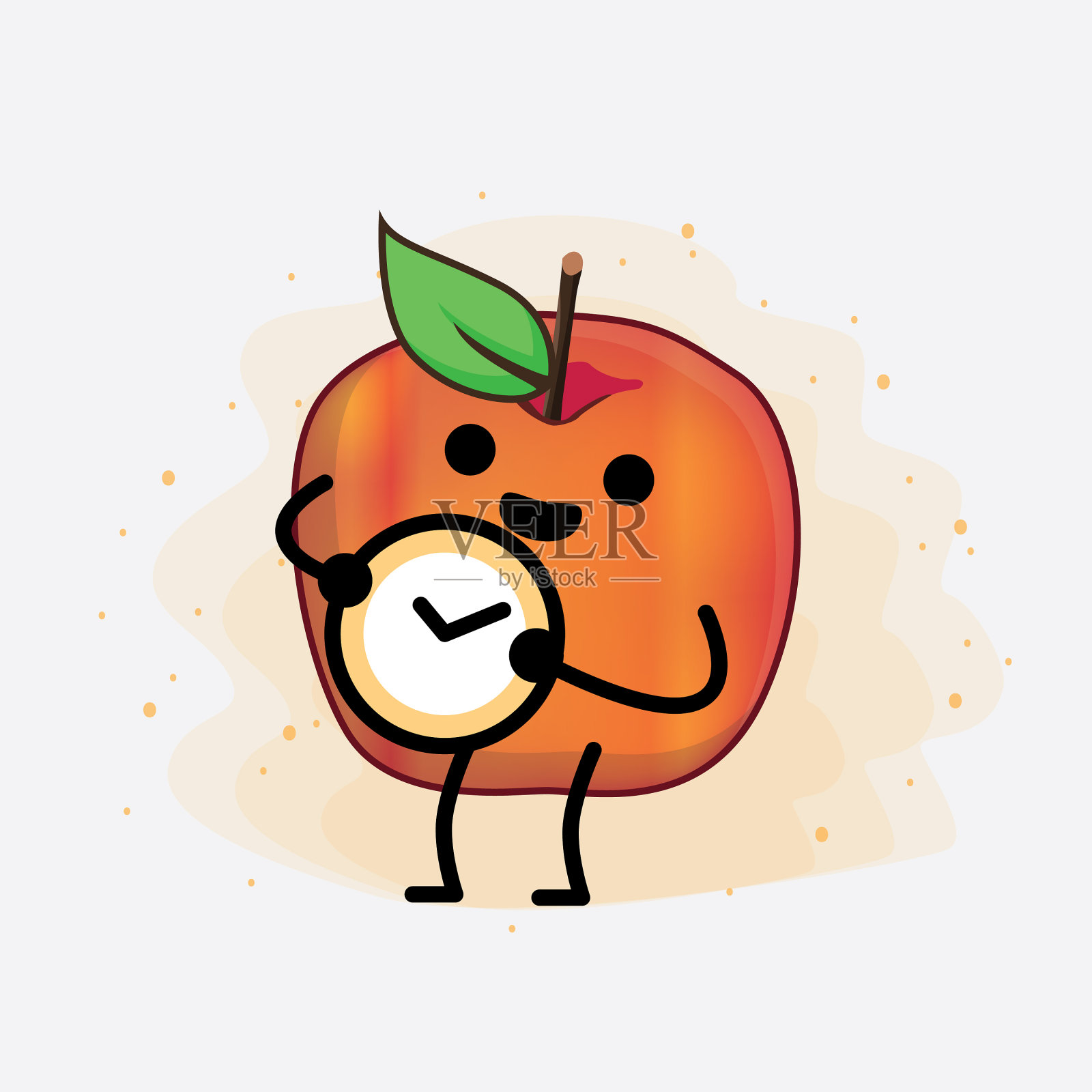 蜜脆苹果可爱的性格,简单的脸插画图片素材