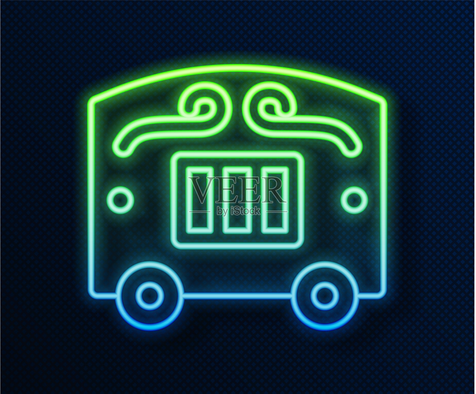 发光的霓虹灯线马戏团马车图标孤立上插画图片素材