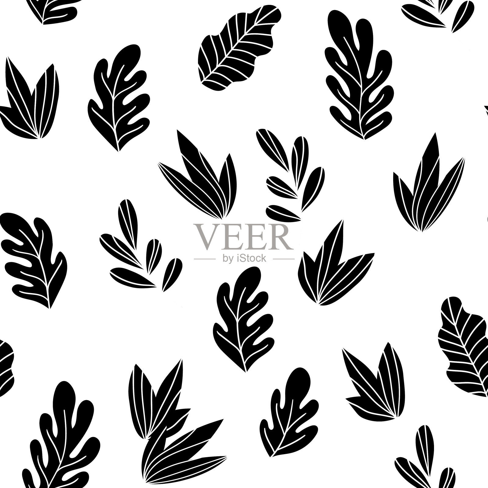 花无缝图案与单色异国情调插画图片素材