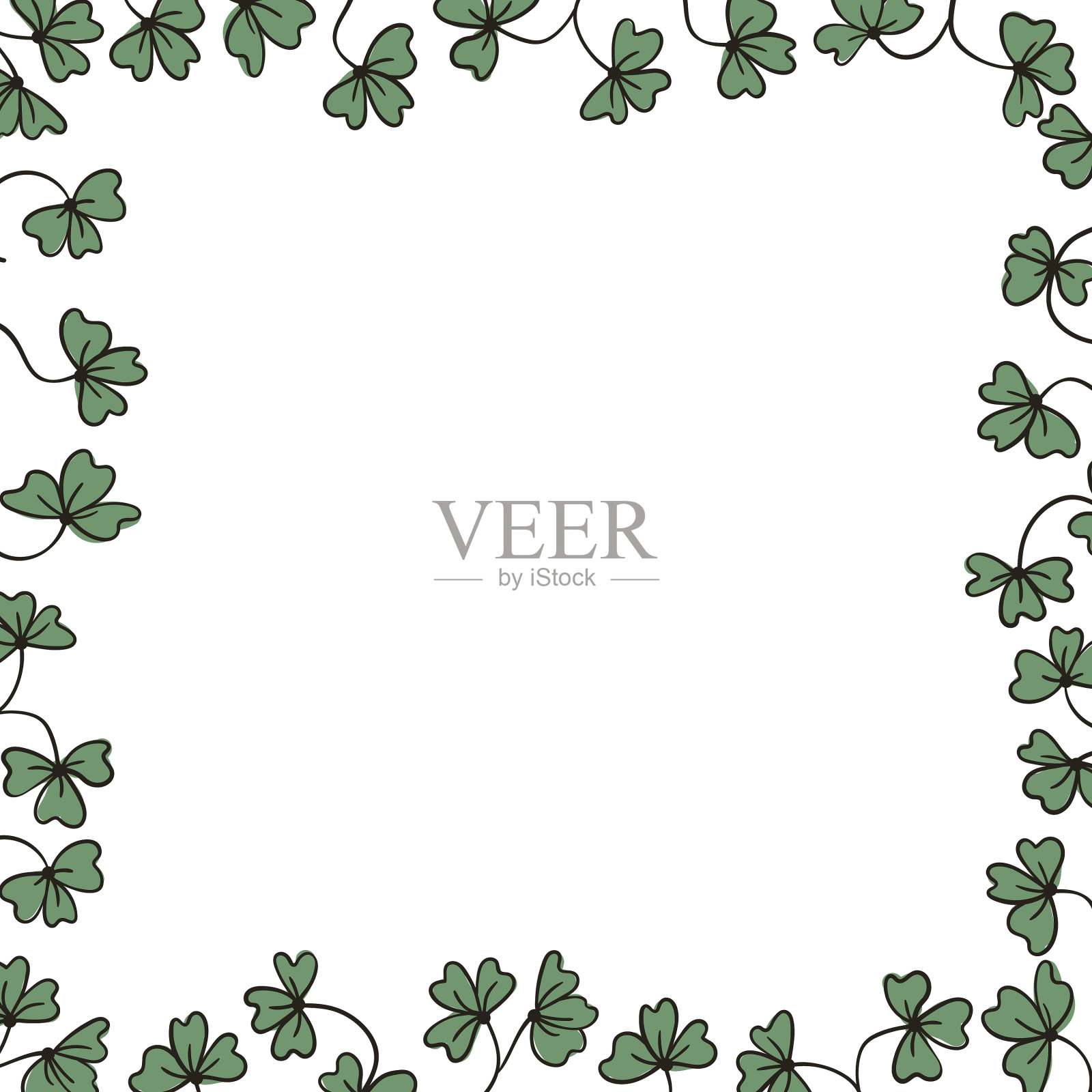 花框架与五颜六色的异国情调的树枝上插画图片素材