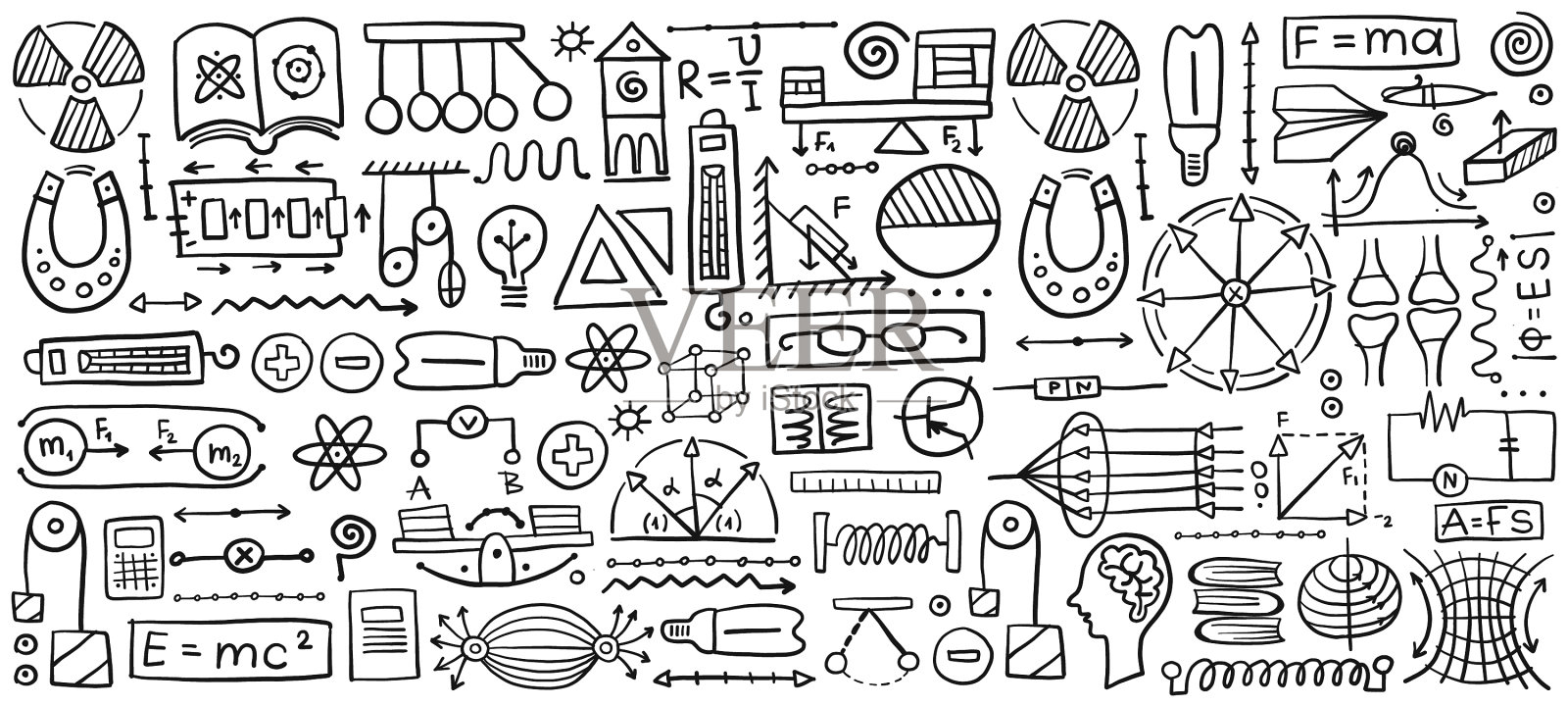 物理图标符号和图案符号无缝衔接图标素材