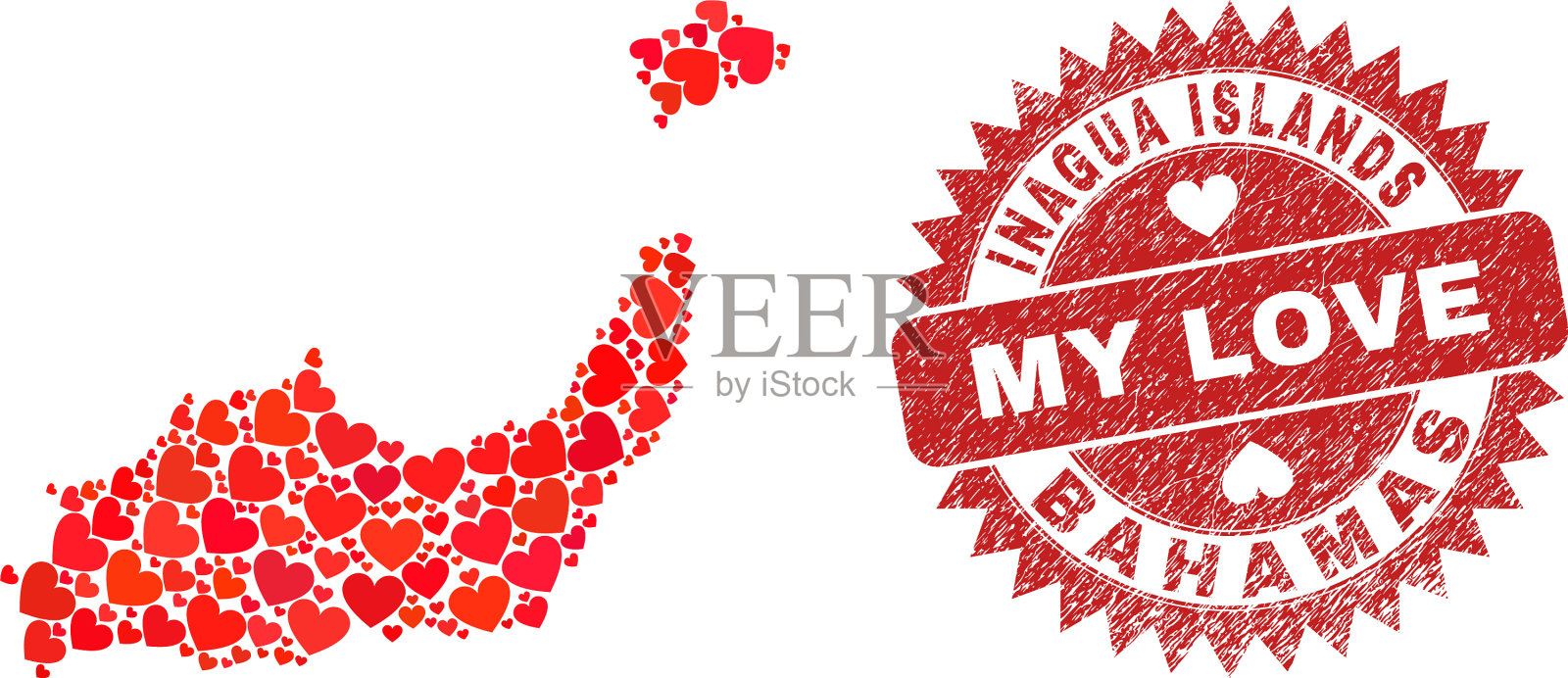 我的爱人画了印和伊那瓜群岛的地图插画图片素材