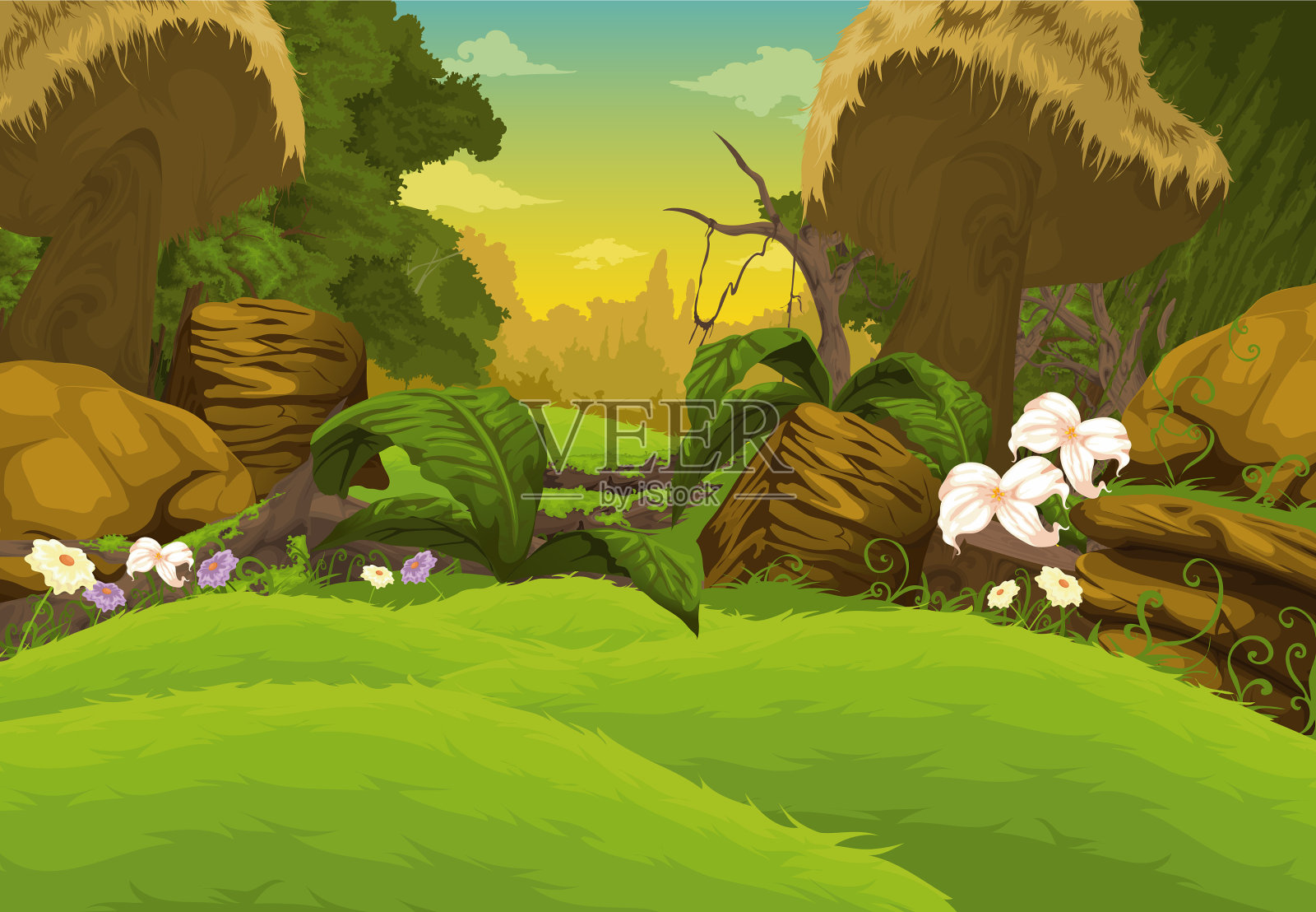 美丽的景观背景插画图片素材