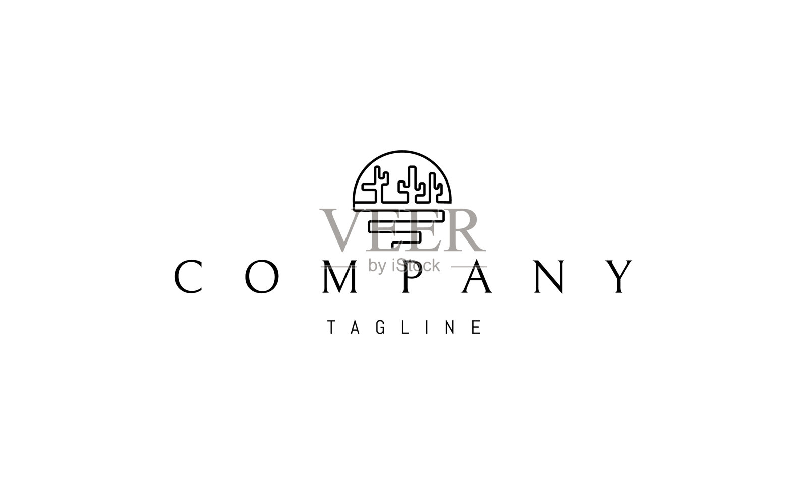 标志上有一个沙漠的抽象图像插画图片素材