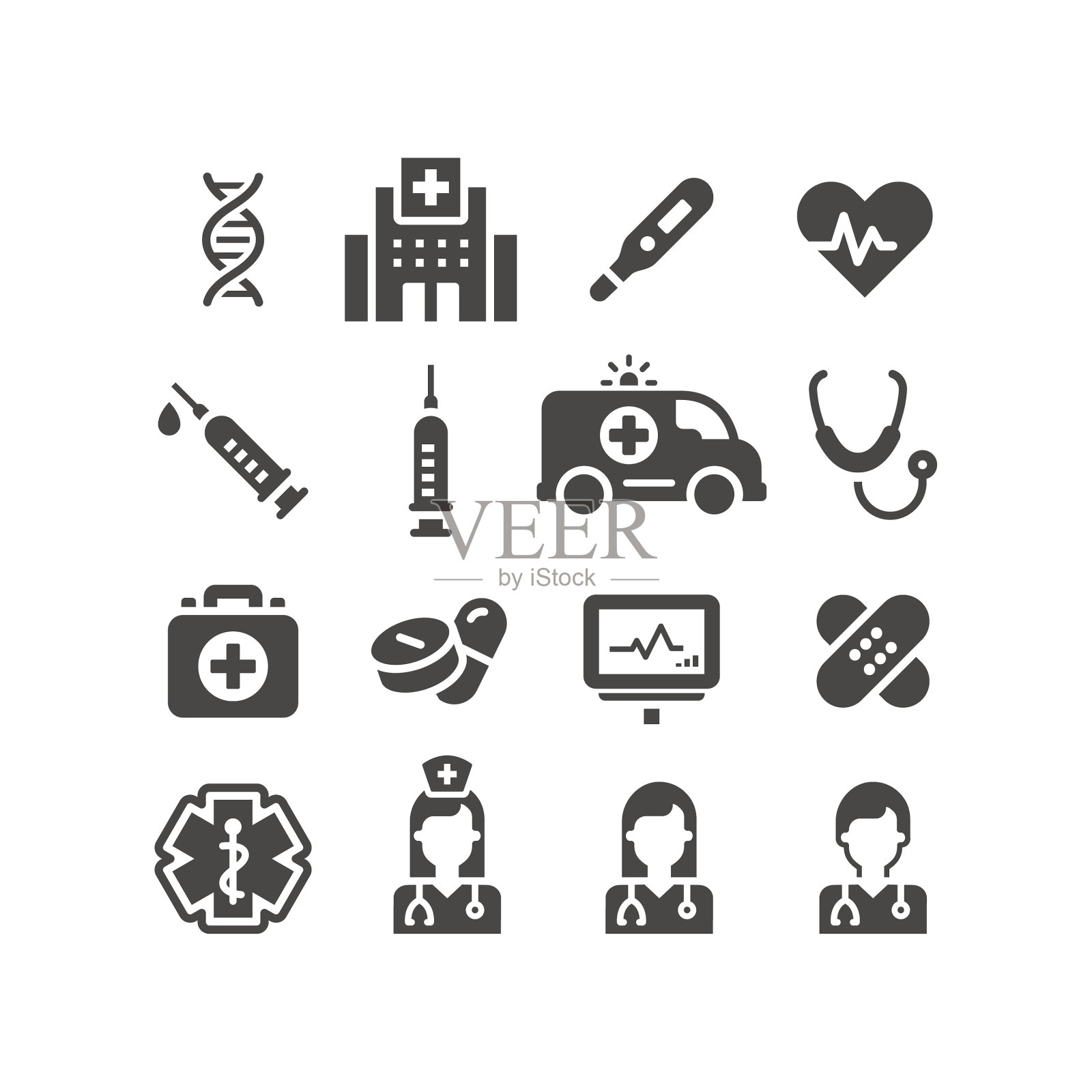 医学或医学黑色图标设置图标素材