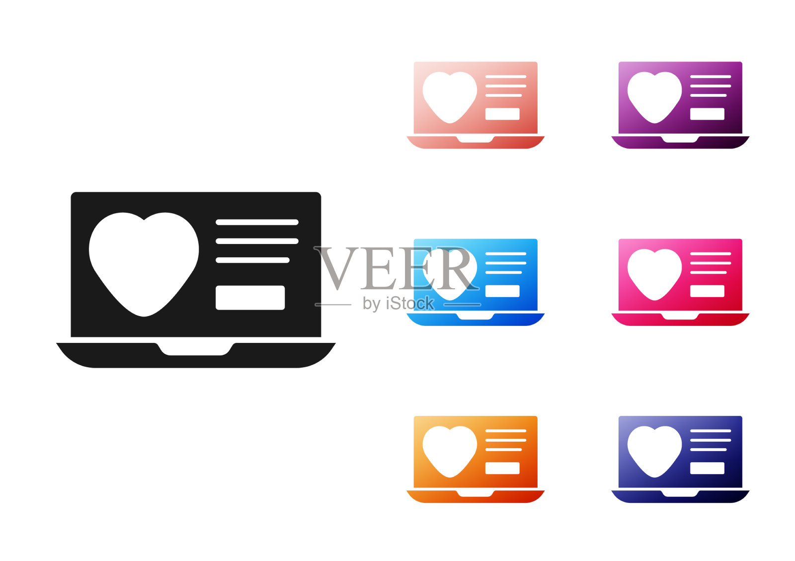 黑色约会应用在线笔记本概念图标图标素材