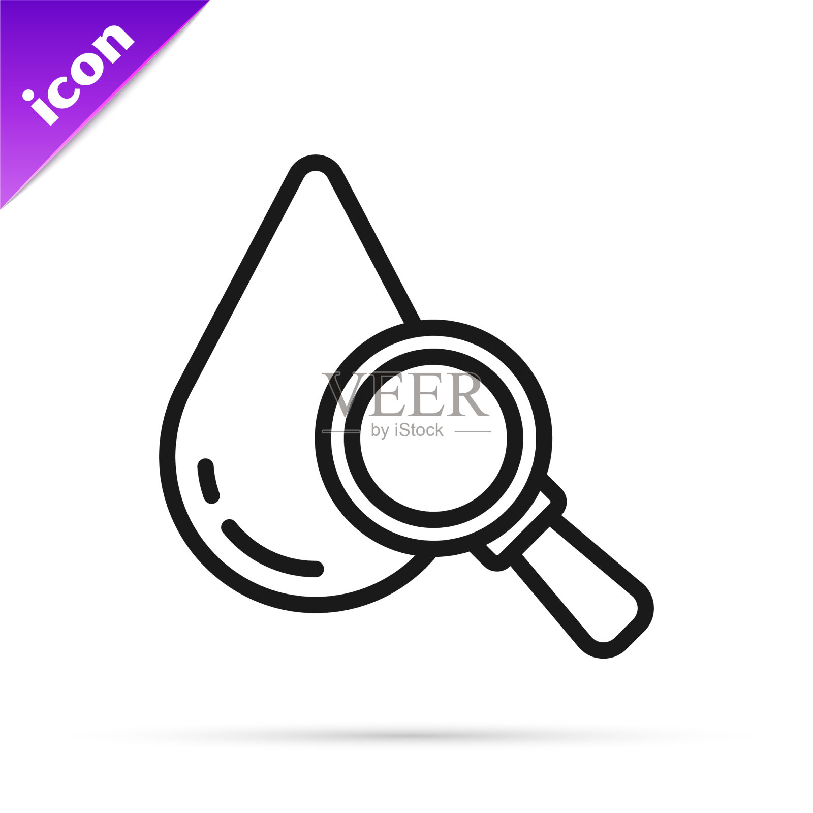 黑线下降和放大镜图标隔离插画图片素材