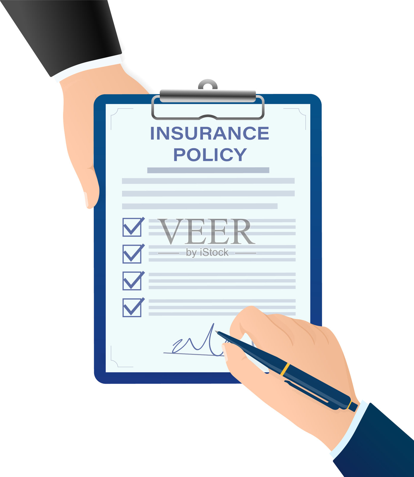 平直风格与保险政策插画图片素材