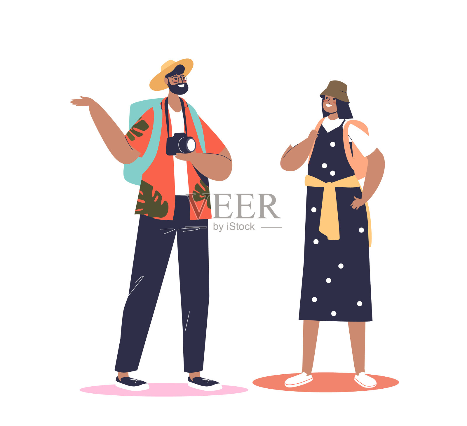 一对迷路的游客一男一女设计元素图片