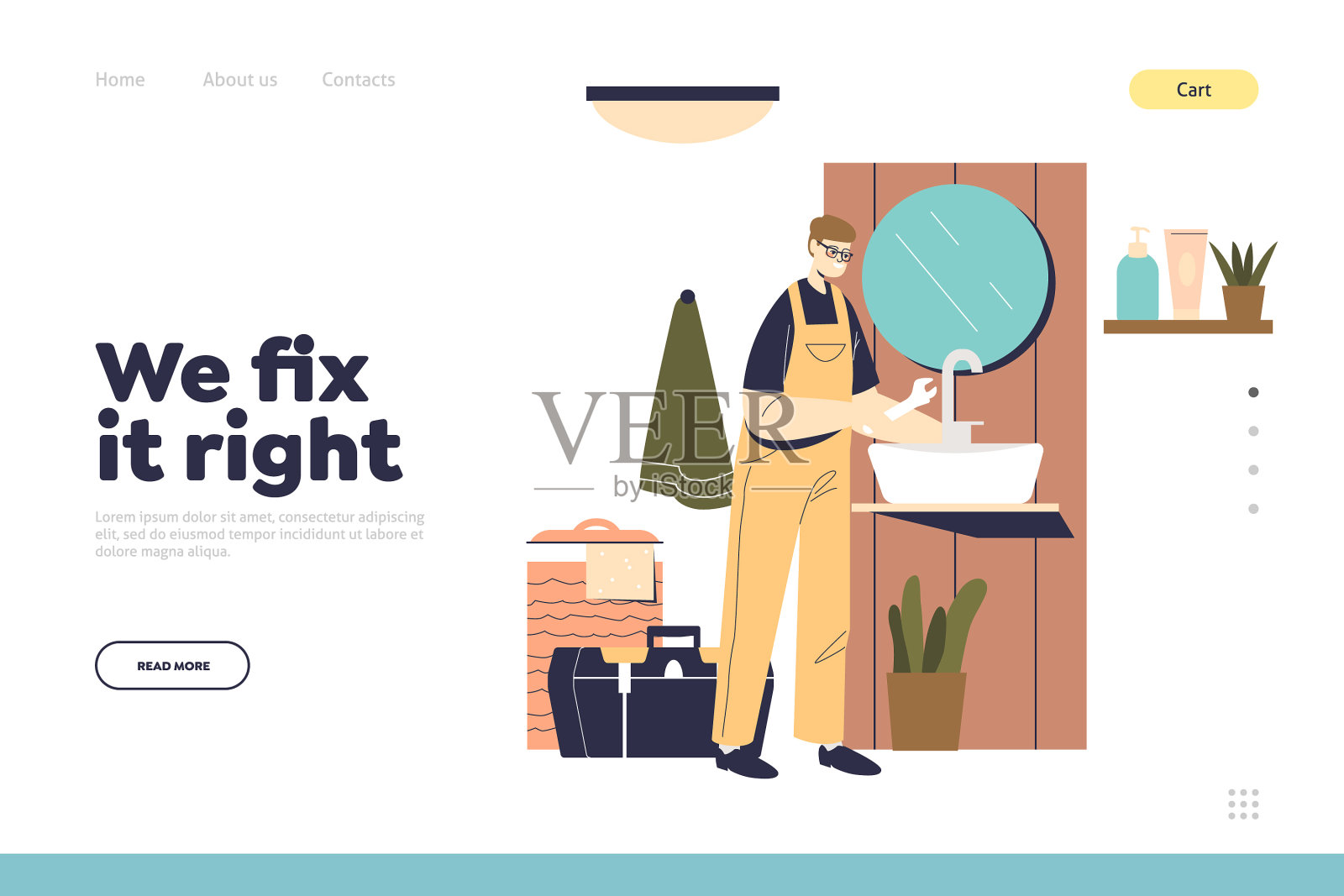 浴室固定概念登陆页用插画图片素材