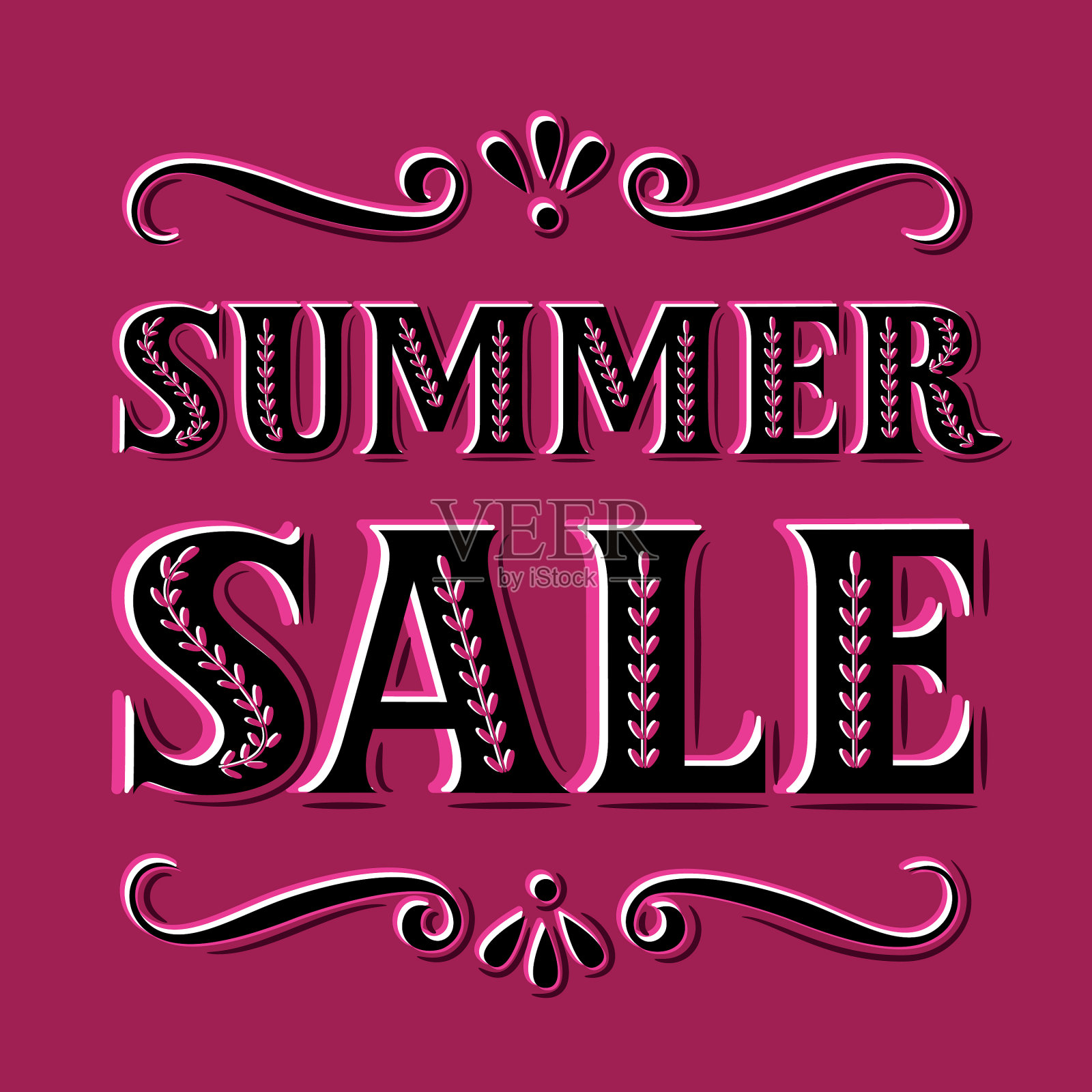 夏季销售字母卷手字母设计元素图片