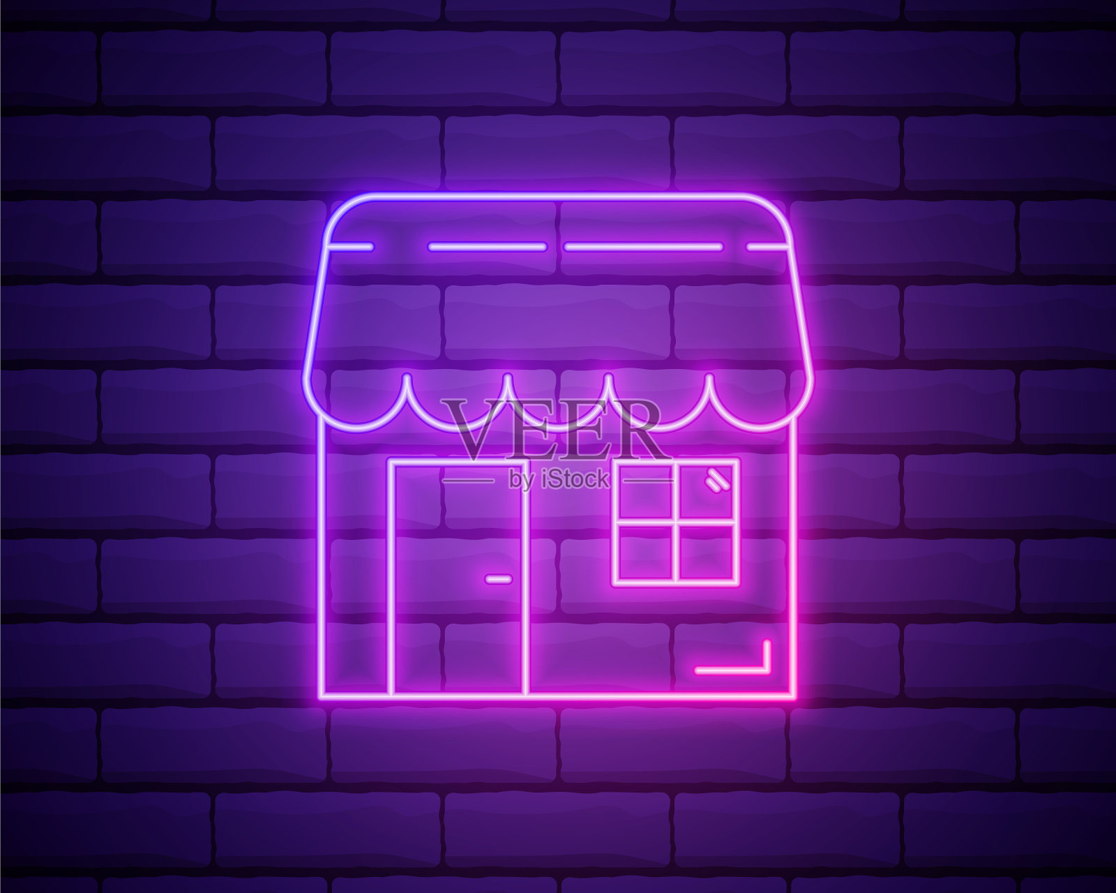 霓虹商场图标店对象霓虹插画图片素材