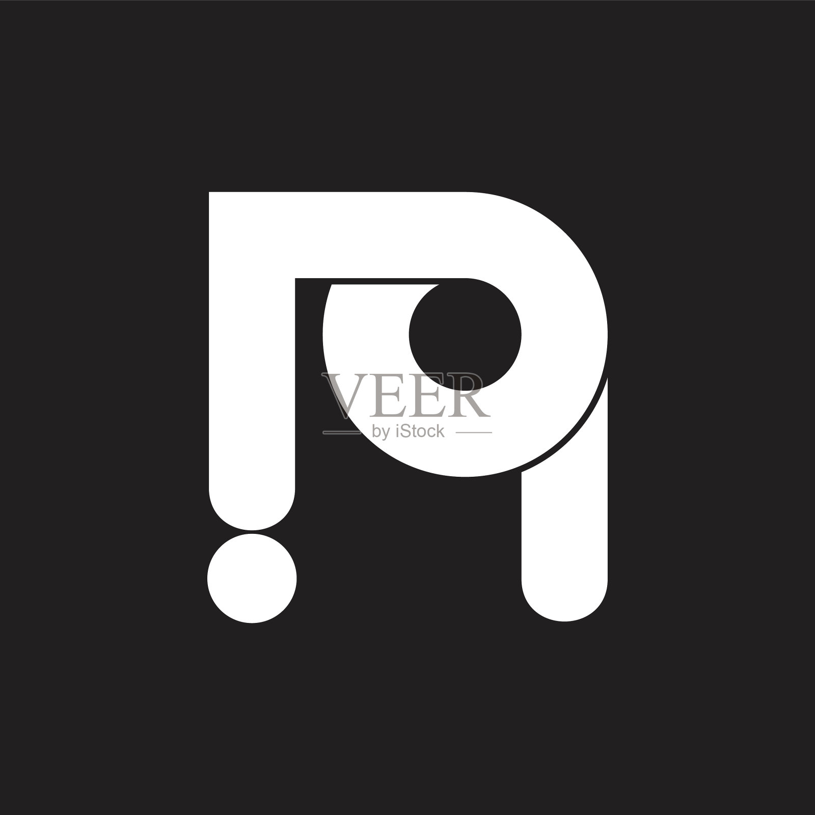 字母IQ简单循环标志插画图片素材